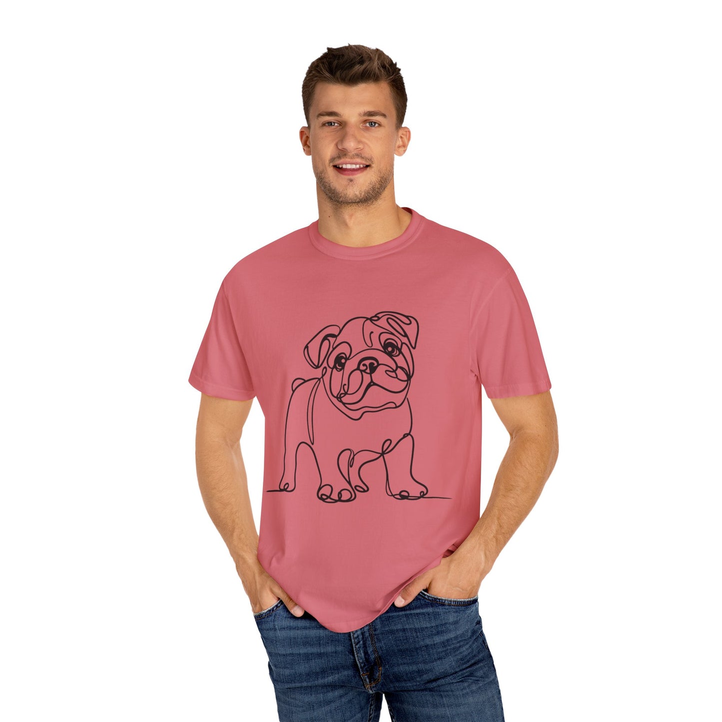 Unisex Garment-Dyed T-shirt with Minimalist Bulldog Design