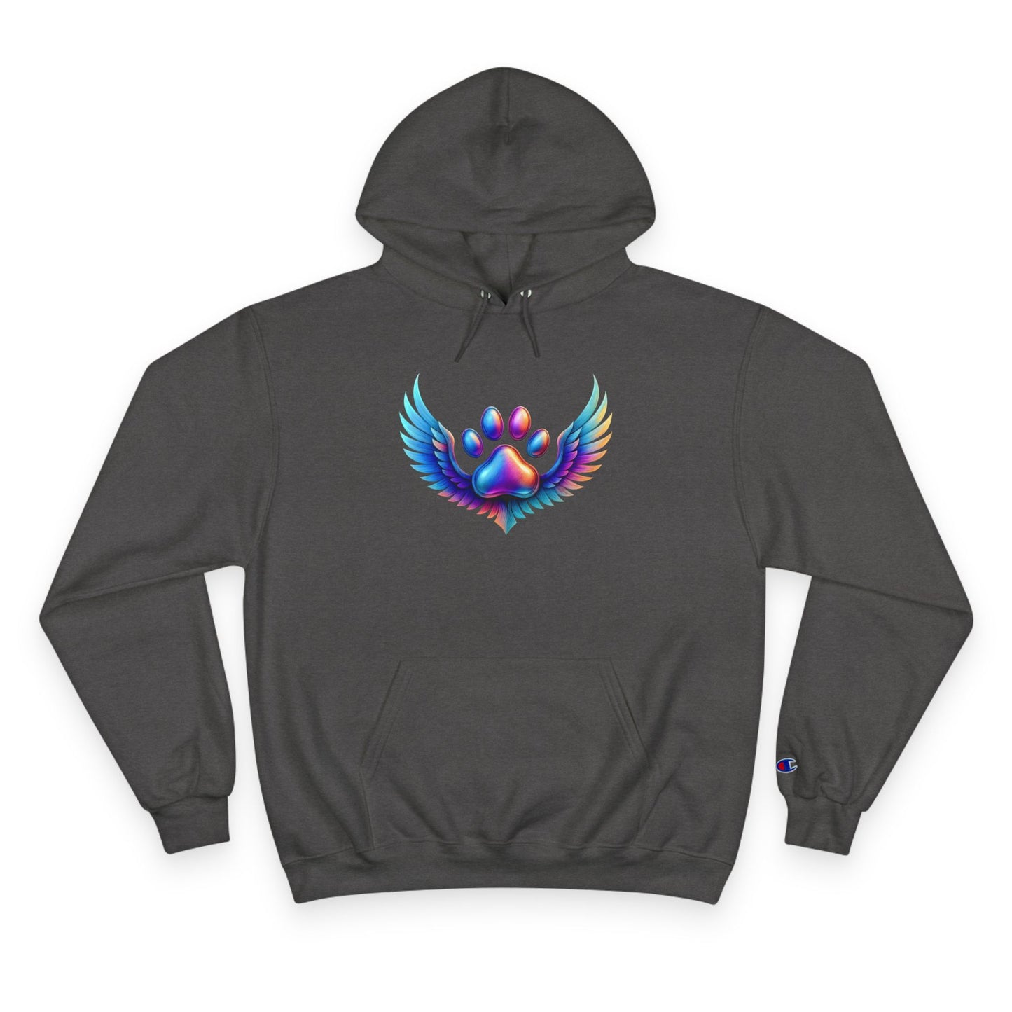 Colorful Paw Print Champion Hoodie, Pet Lover Gift, Animal Rescue Support, Cozy Casual Sweatshirt, Unique Animal Design