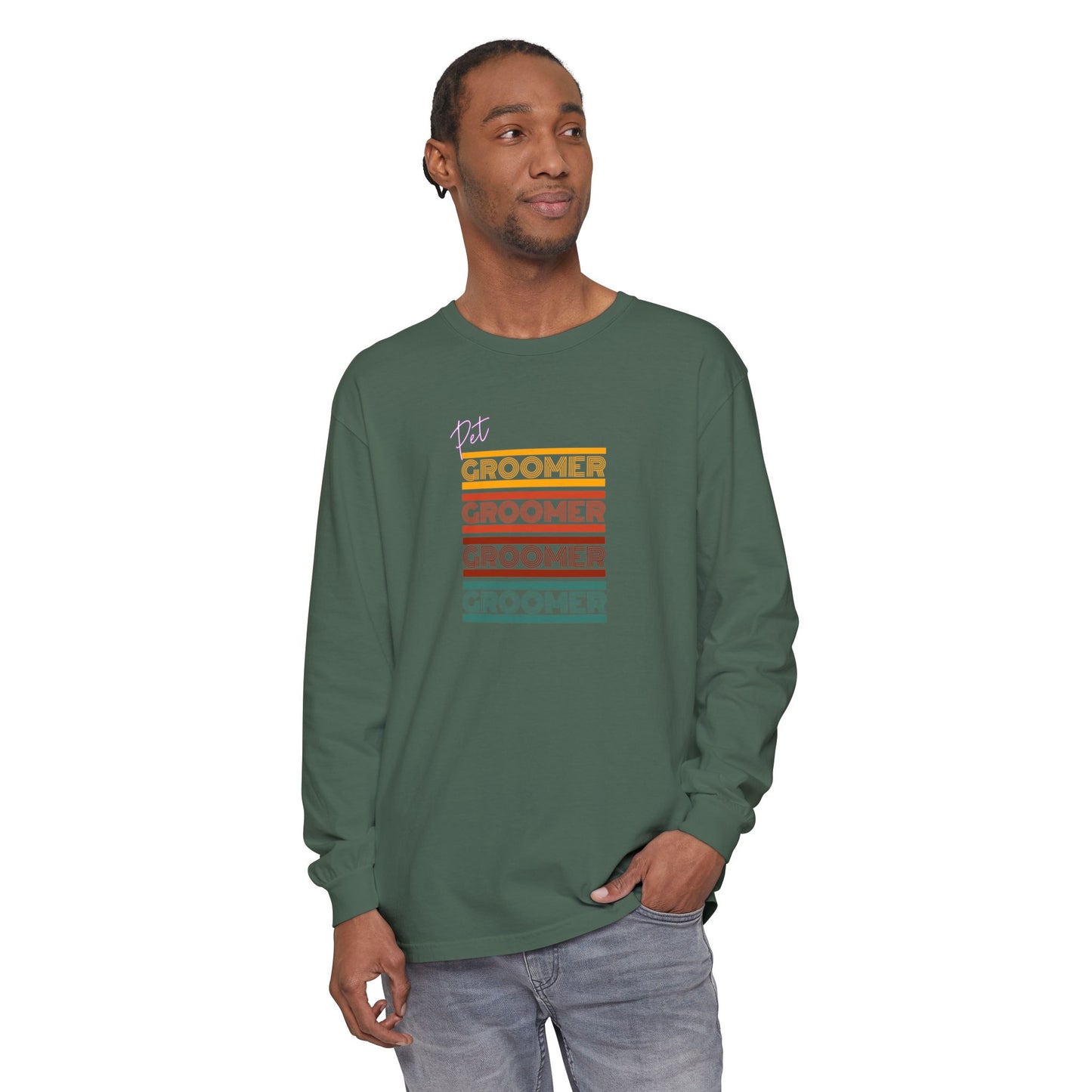 Unisex Long Sleeve T-Shirt - Retro Groomer Graphic Tee