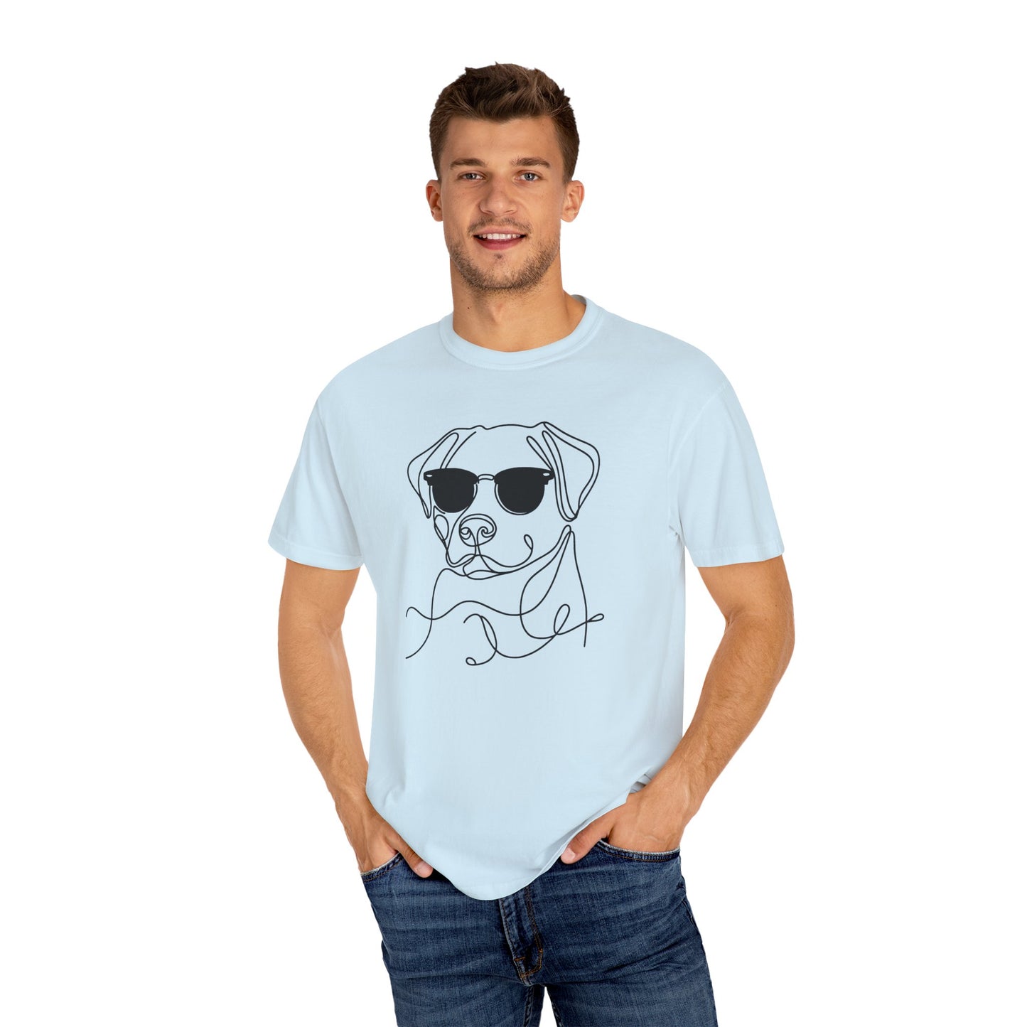 Cool Dog Line Art T-Shirt, Pet Lover Gift, Unisex Tee, Animal Lover Shirt, Casual Wear, Dog Mom Gift, Birthday Present, Dog Themed Apparel