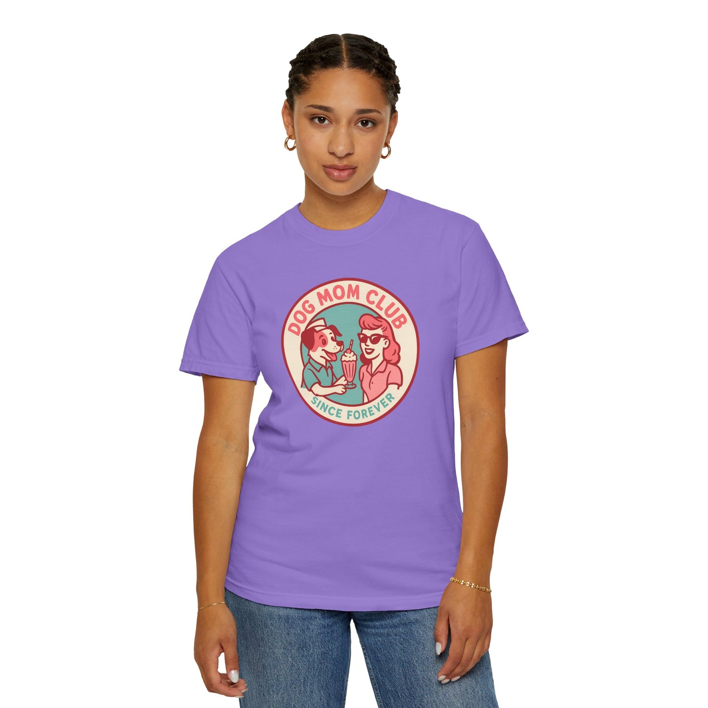 Dog Mom Club Garment-Dyed Tee | Casual Women's T-Shirt | Pet Lover Gift | Dog Mom Apparel | Cute Animal Lover Shirt