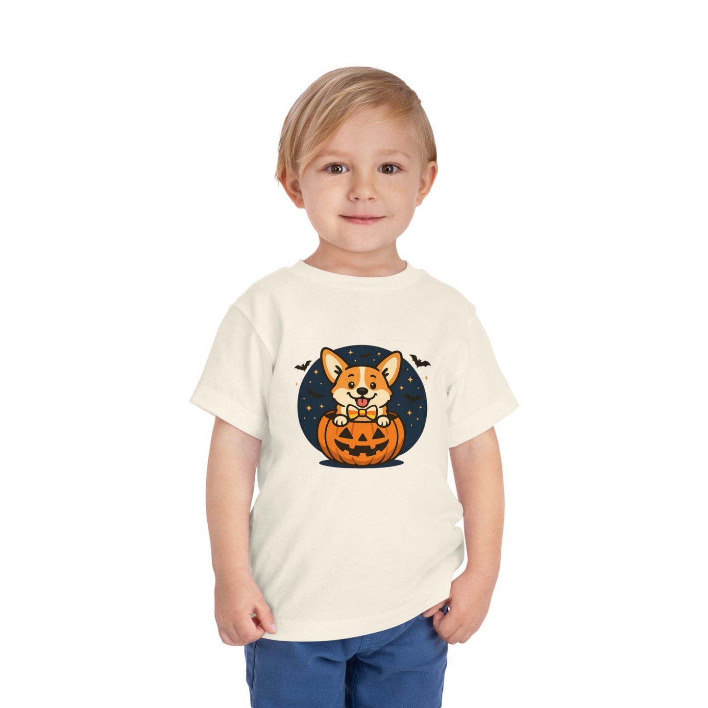 Adorable Halloween Corgi Toddler Tee, Kids Halloween Shirt, Corgi Pumpkin T-Shirt, Toddler Costume Tee, Party Outfit