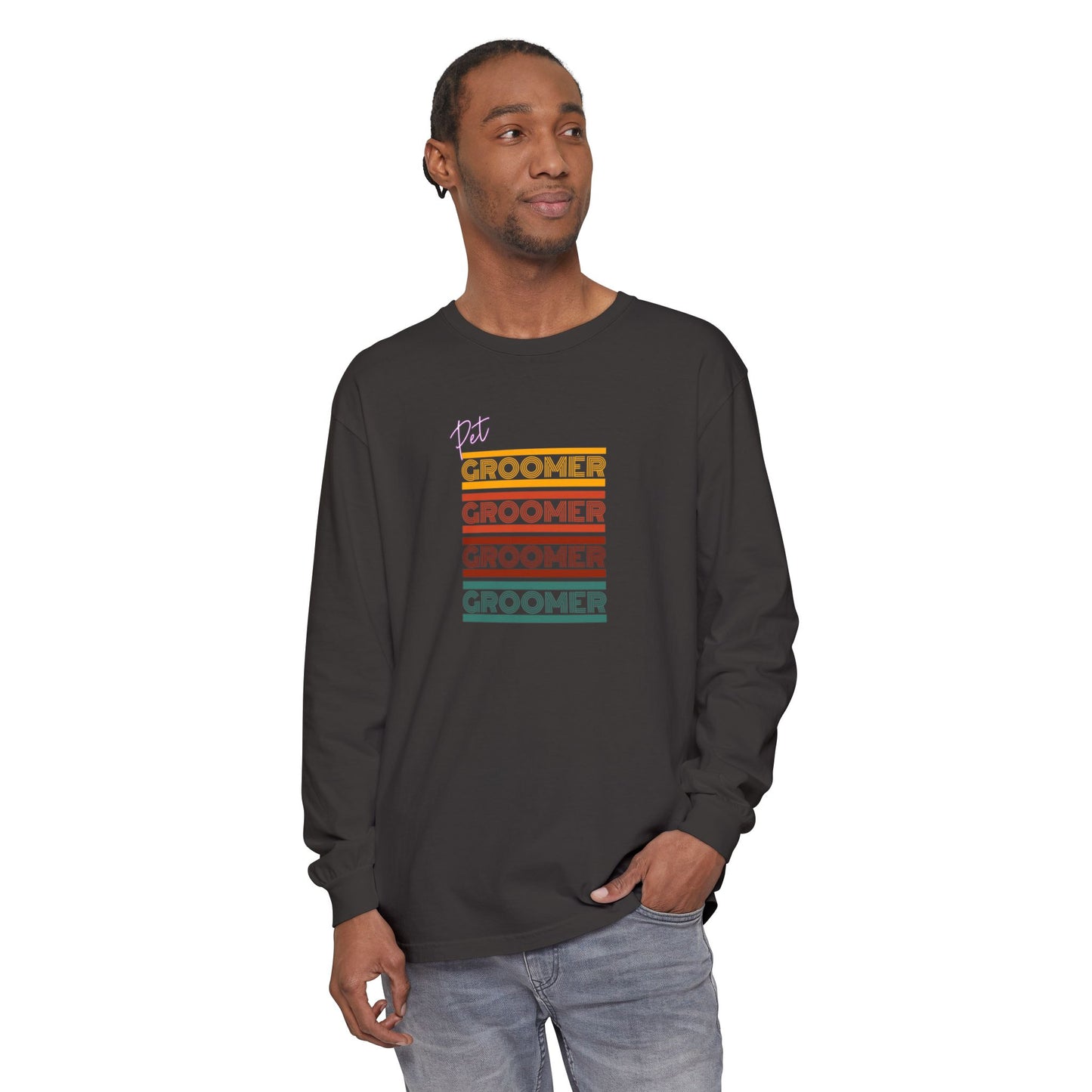 Unisex Long Sleeve T-Shirt - Retro Groomer Graphic Tee