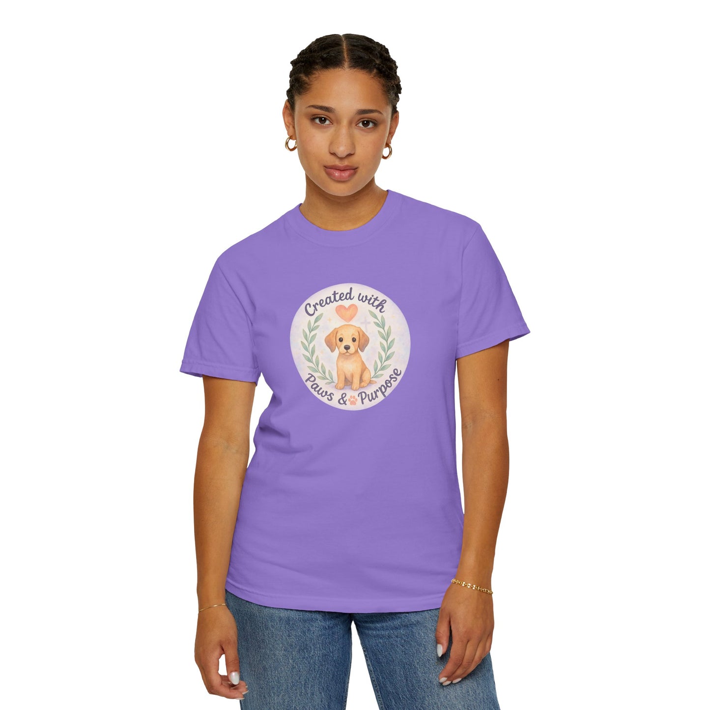 Created with Paws & Purpose T-Shirt, Pet Lover Gift, Dog Lover Apparel, Animal Rescue Support, Unique Gifts for Dog Owners