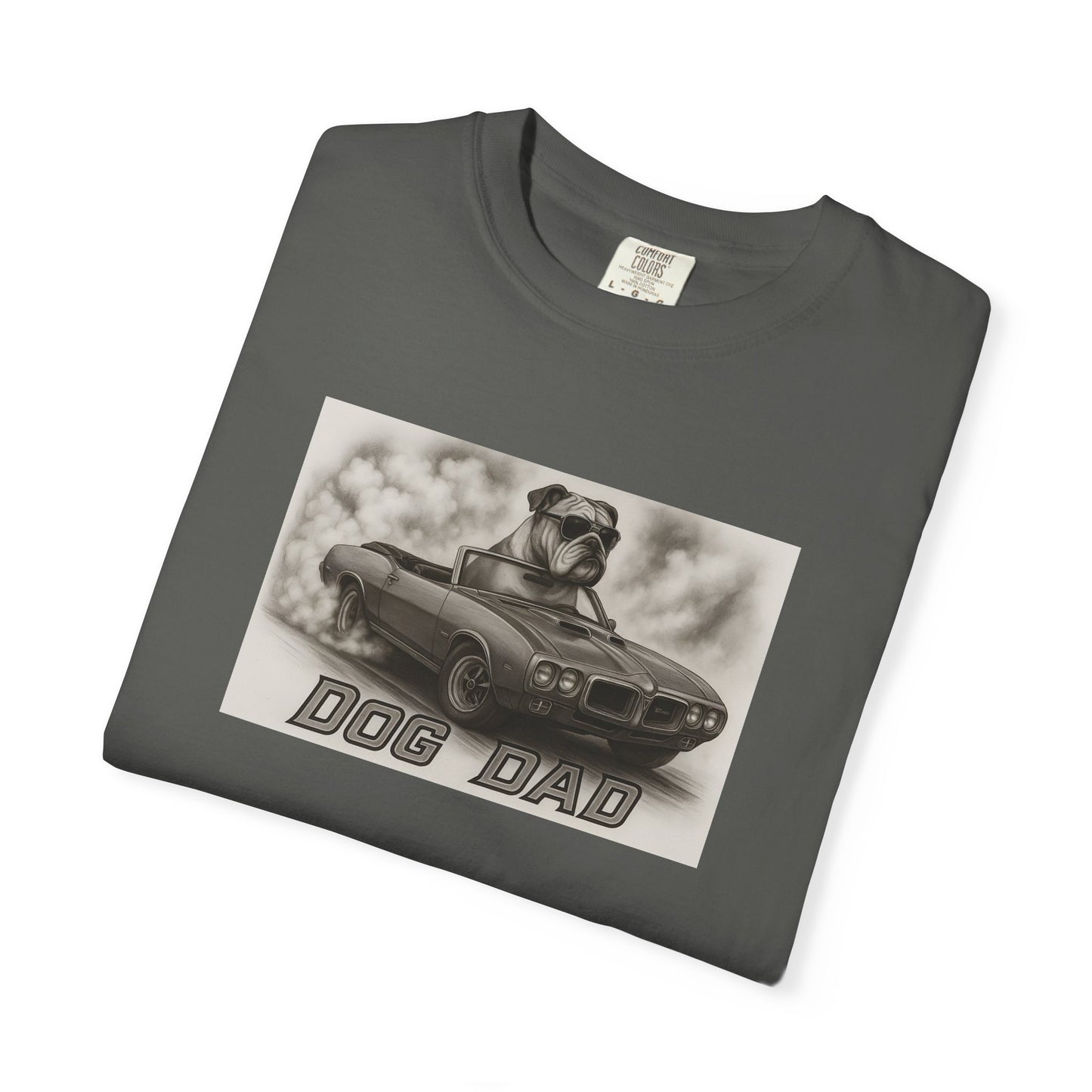 Dog Dad - Bulldog - Cool Dogs in Cool Cars T-Shirt Collection | Funny Dog Lover Apparel for Men