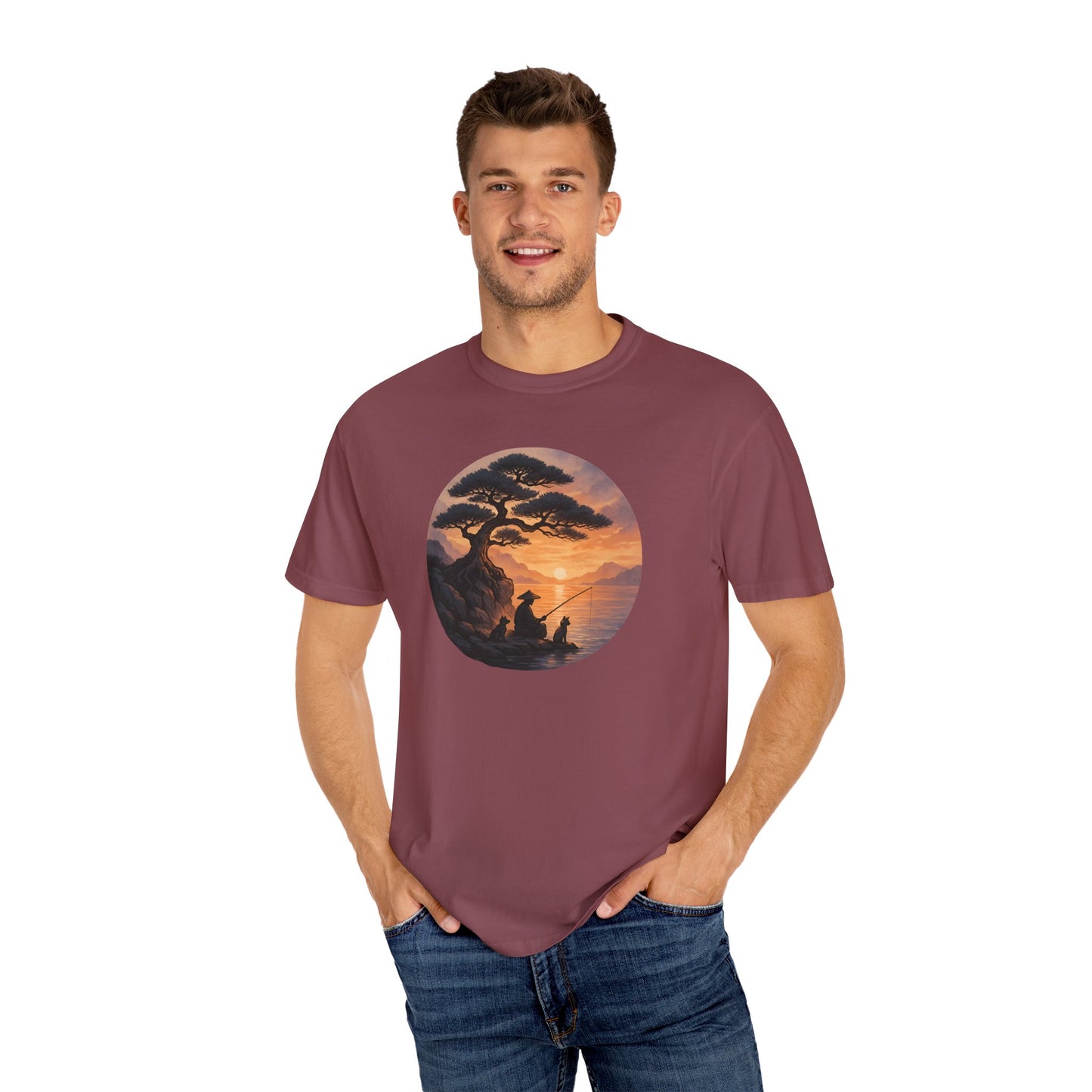 Vintage Sunset Fisherman Unisex T-shirt