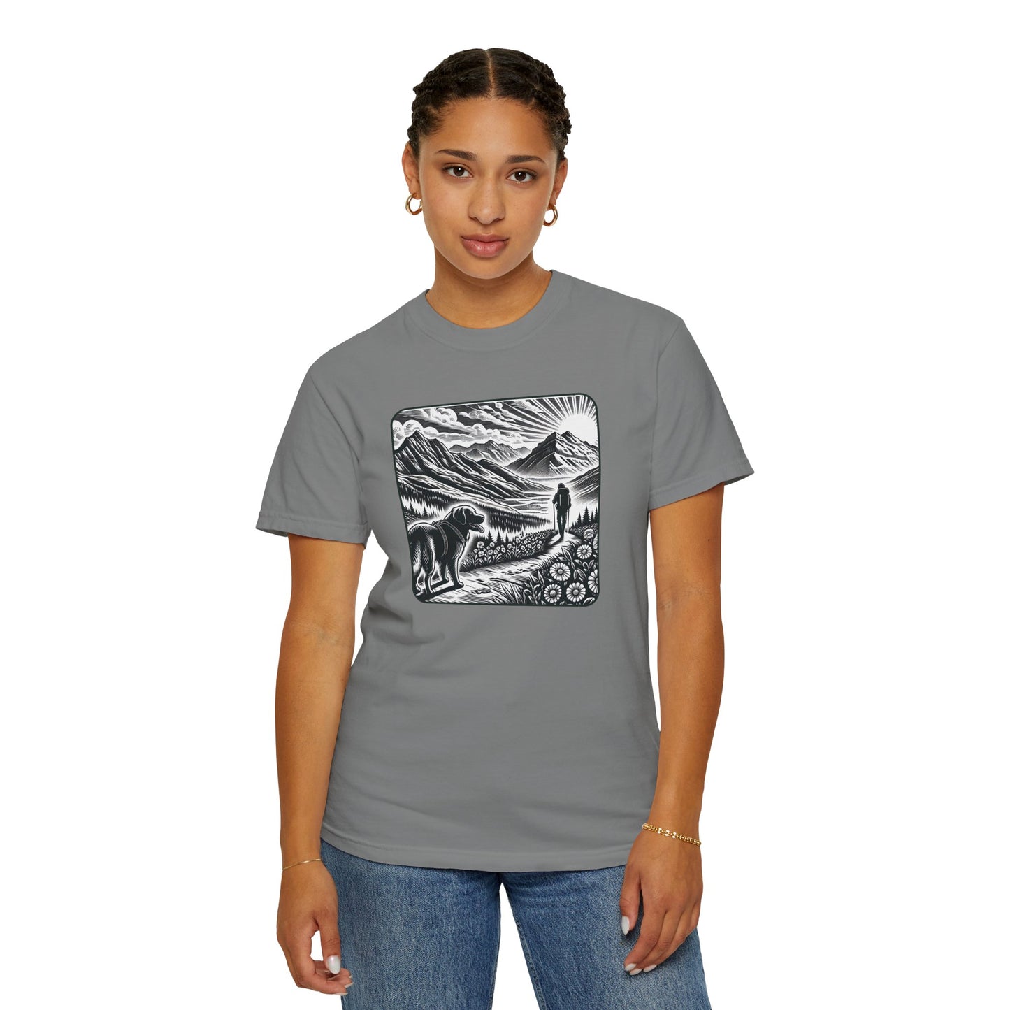 Hiker Unisex Garment-Dyed T-Shirt with Nature Design - Perfect for Outdoor Lovers