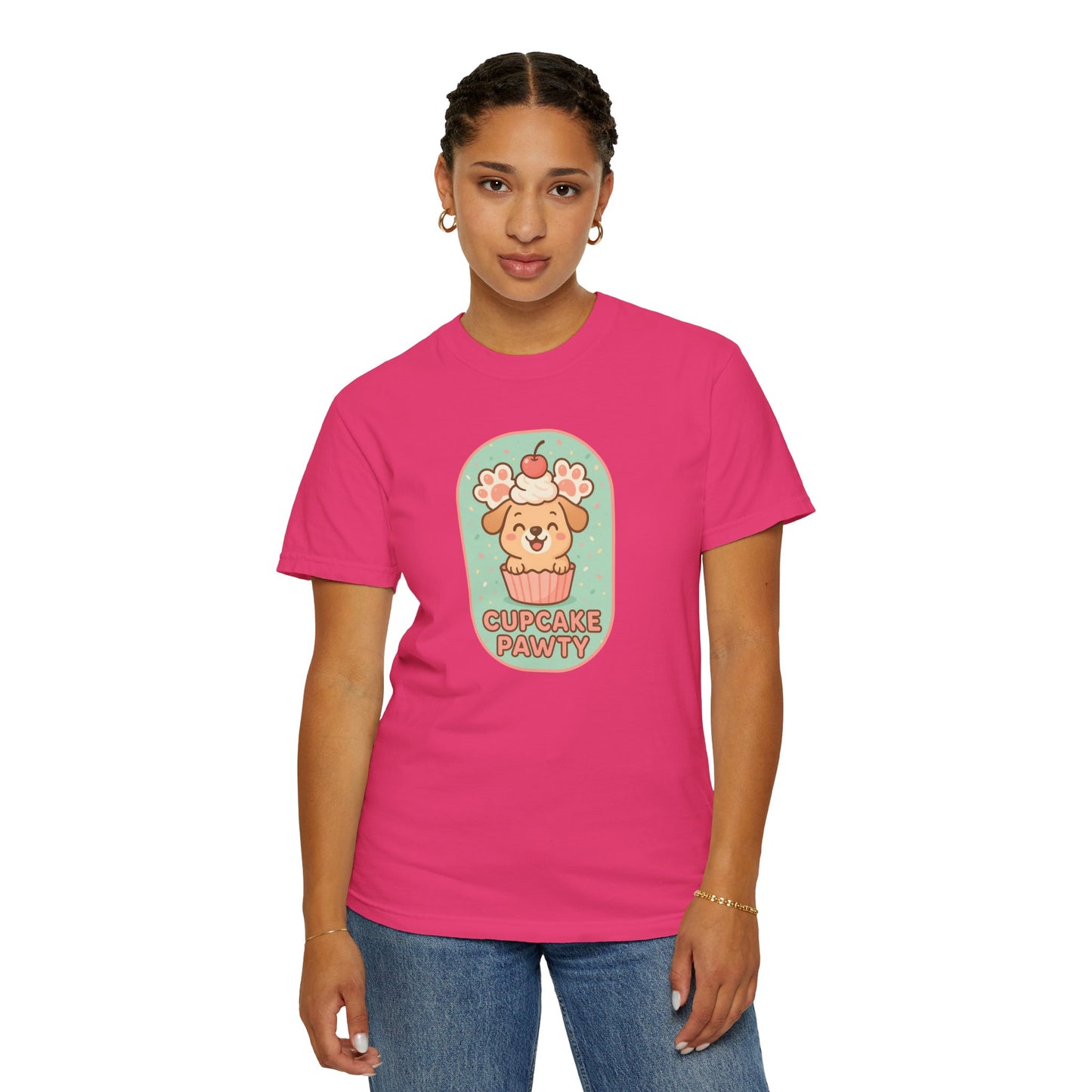 Cute Dog Cupcake Pawty Unisex T-shirt, Perfect for Animal Lovers, Pet Birthdays, Gifts, Casual Wear, Fun Gatherings, Dog Celebrations