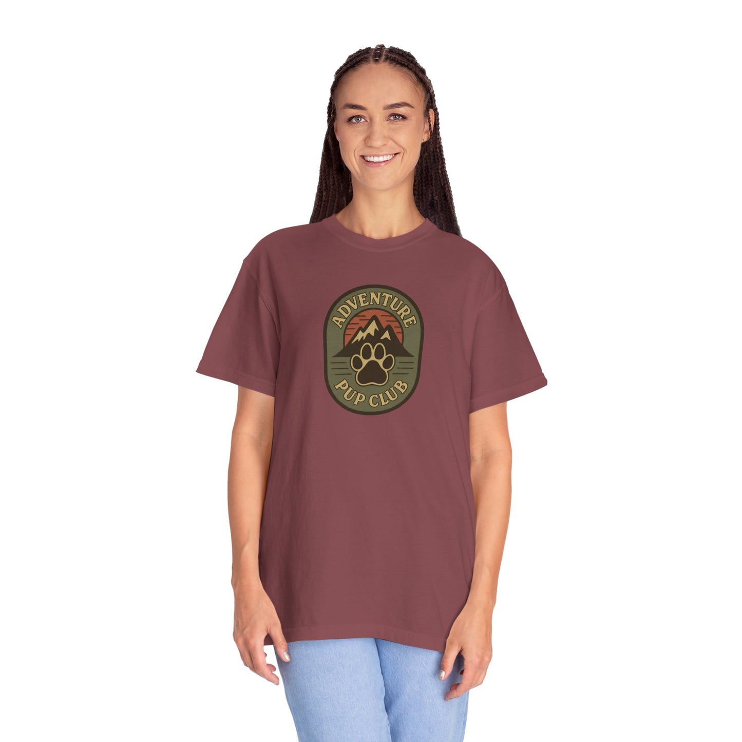 Adventure Pup Club Unisex Garment-Dyed T-Shirt, Dog Lover Gift, Outdoor Adventure Apparel, Pet Club Tee, Nature Lover Shirt