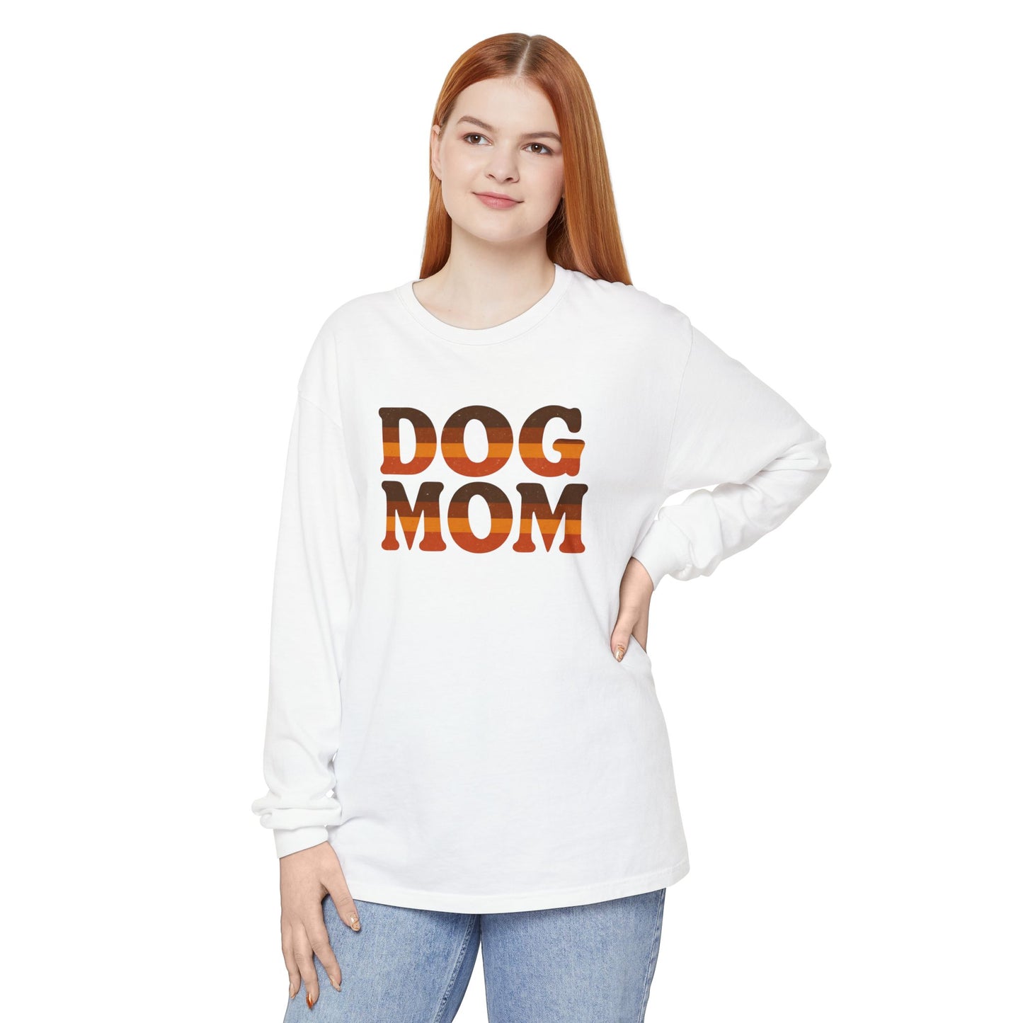 Dog Mom Long Sleeve Tee, Perfect Gift for Dog Lovers, Casual Wear, Pet-Themed Apparel, Great for Birthdays or Holidays