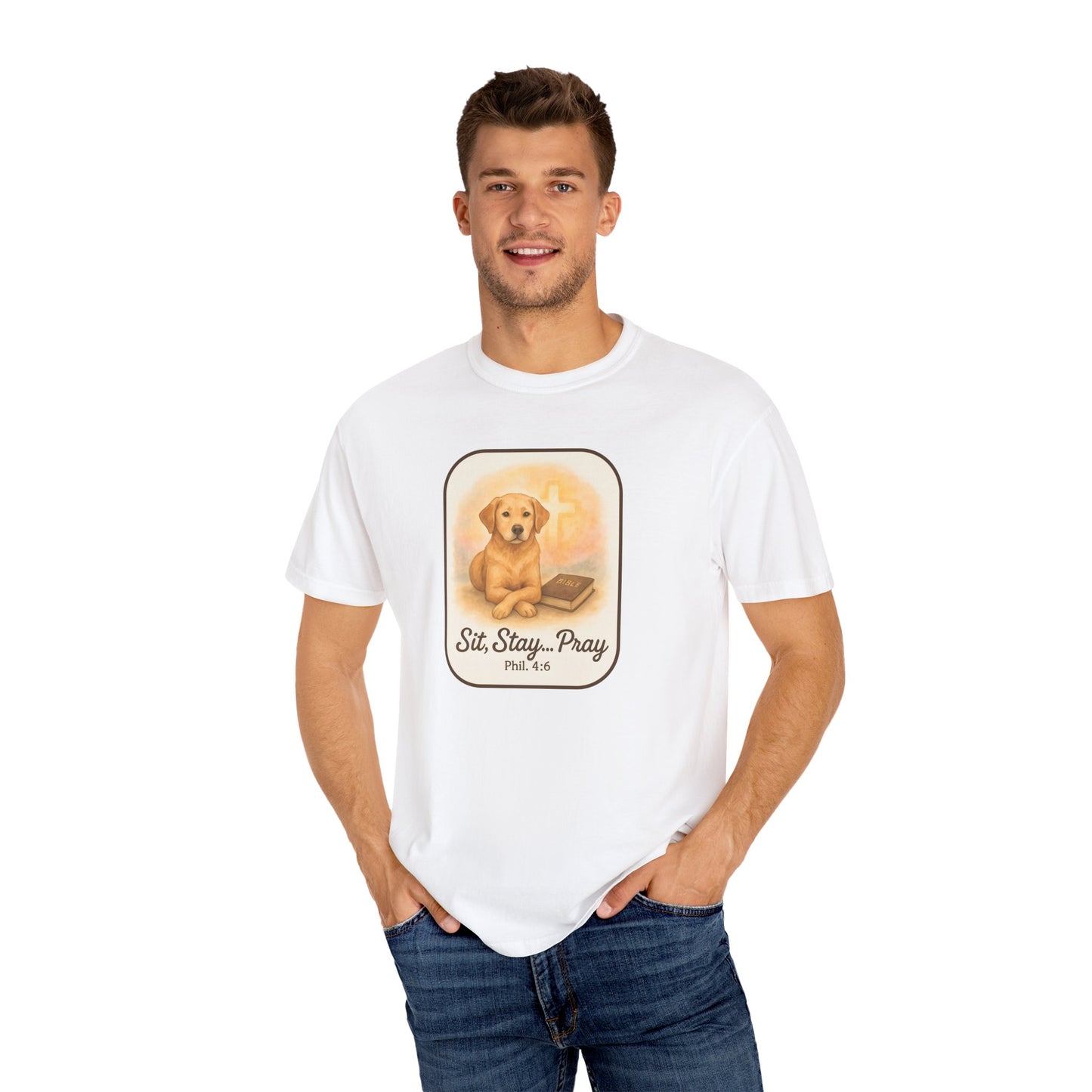 Faith-Inspired Dog Lovers T-Shirt, Unisex Tee, Gift for Pet Owners, Friendship Apparel, Casual Church Wear, Stay Pray Dog Design