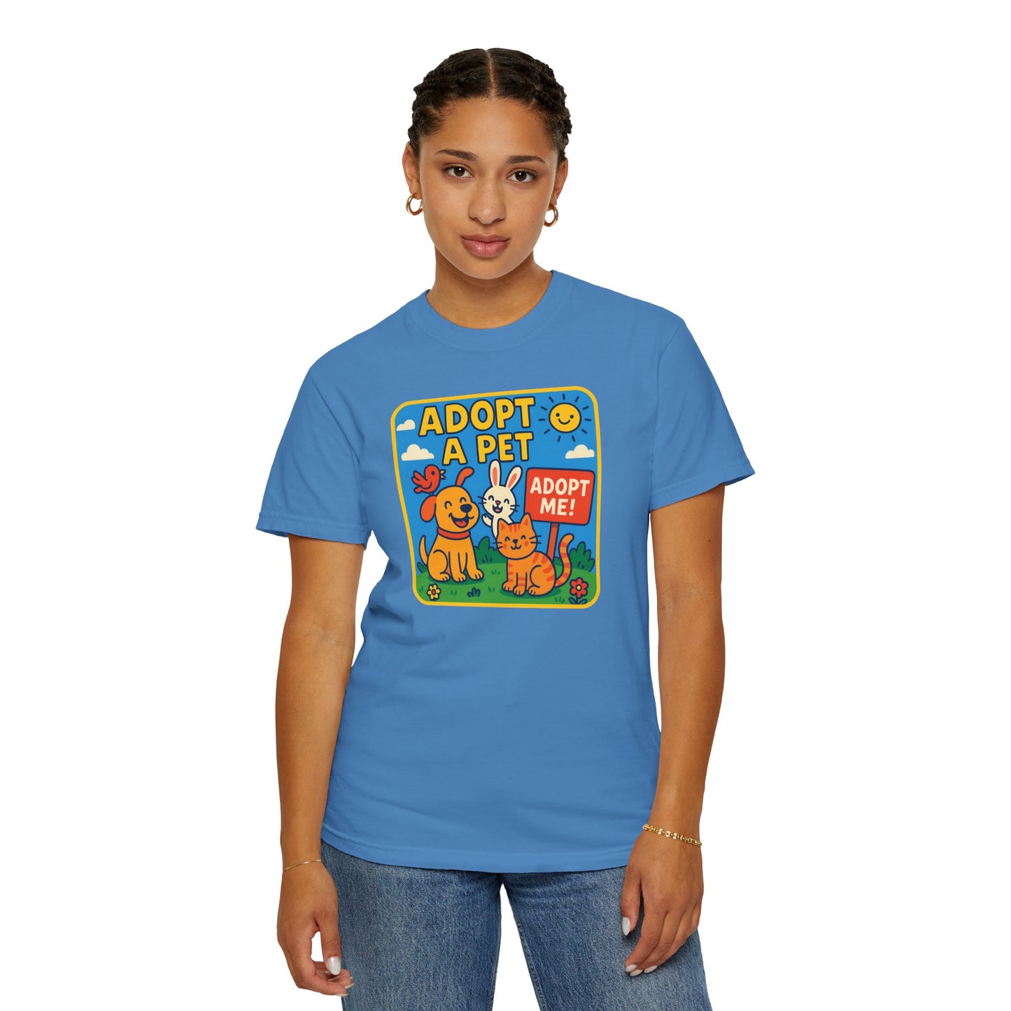 Adopt a Pet T-Shirt - Unisex Garment-Dyed Tee for Animal Lovers