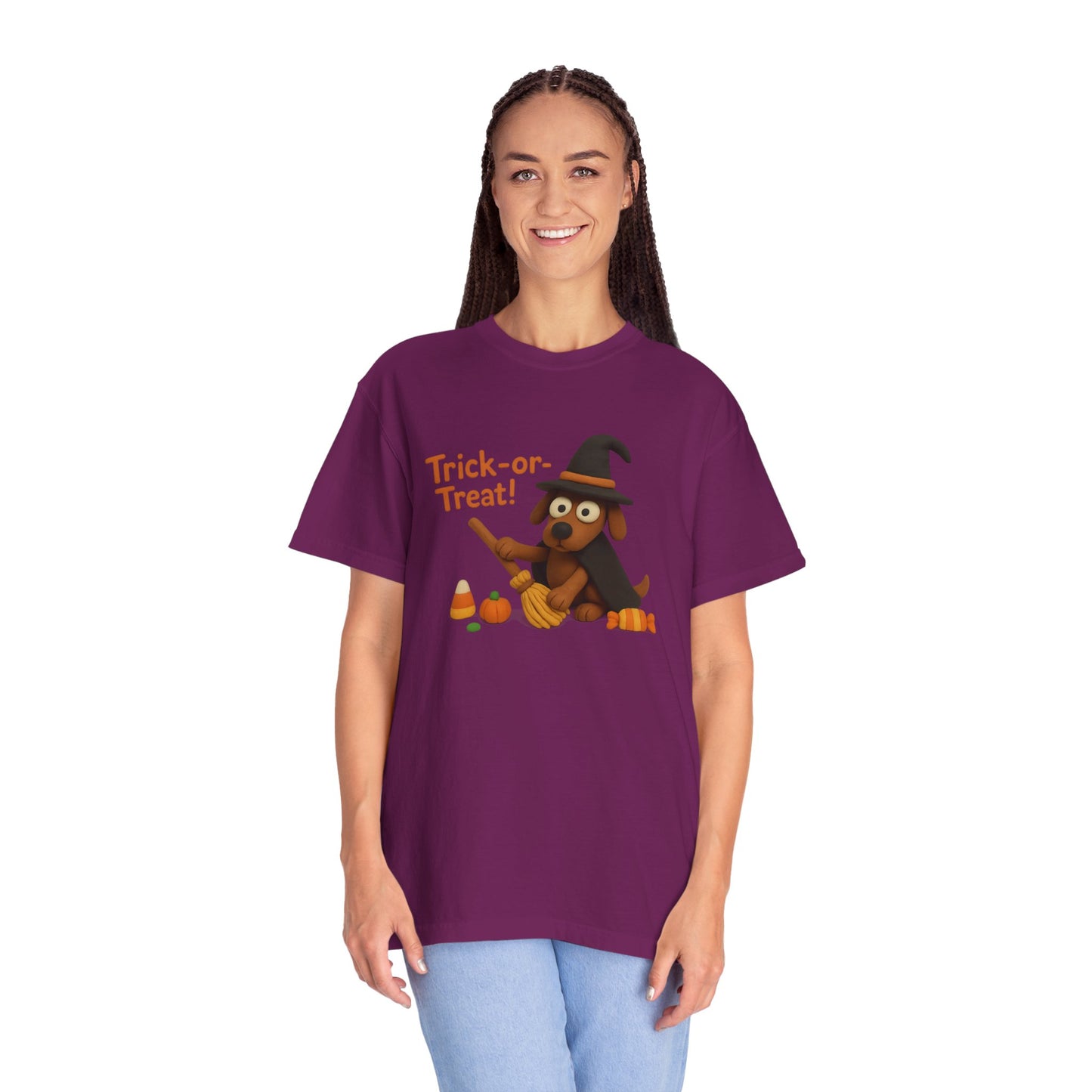 Cute Halloween Dog T-Shirt, Trick-or-Treat Shirt, Fall Apparel, Pet Lover Gift, Unisex Halloween Clothing, Animal Lover Tee
