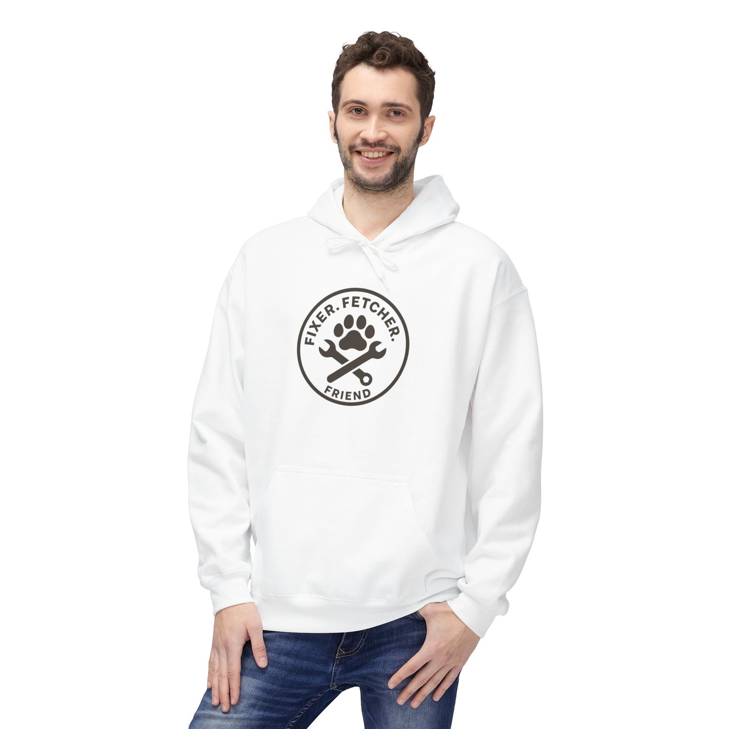 Dog Dad Fleece Hoodie, Unisex Softstyle Hooded Sweatshirt, Perfect Gift for Dog Lovers, Comfortable and Stylish
