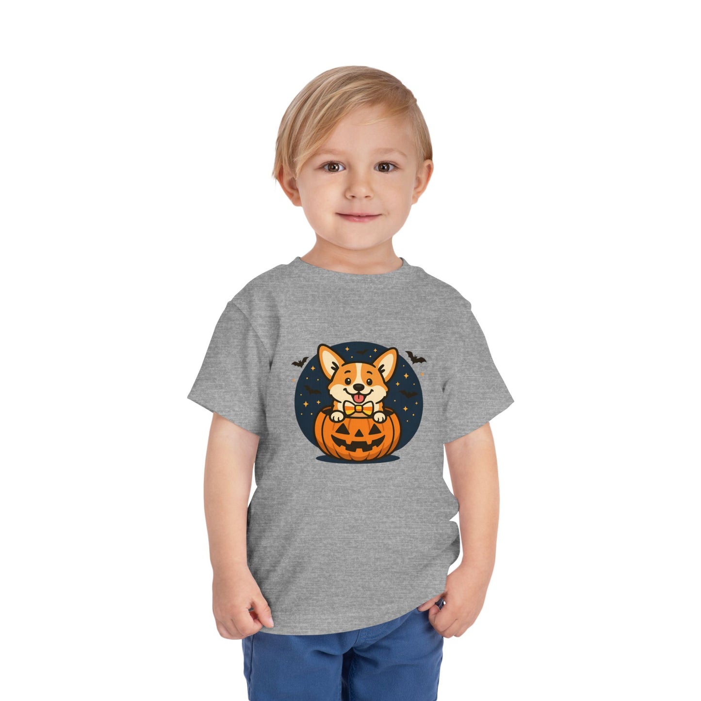 Adorable Halloween Corgi Toddler Tee, Kids Halloween Shirt, Corgi Pumpkin T-Shirt, Toddler Costume Tee, Party Outfit