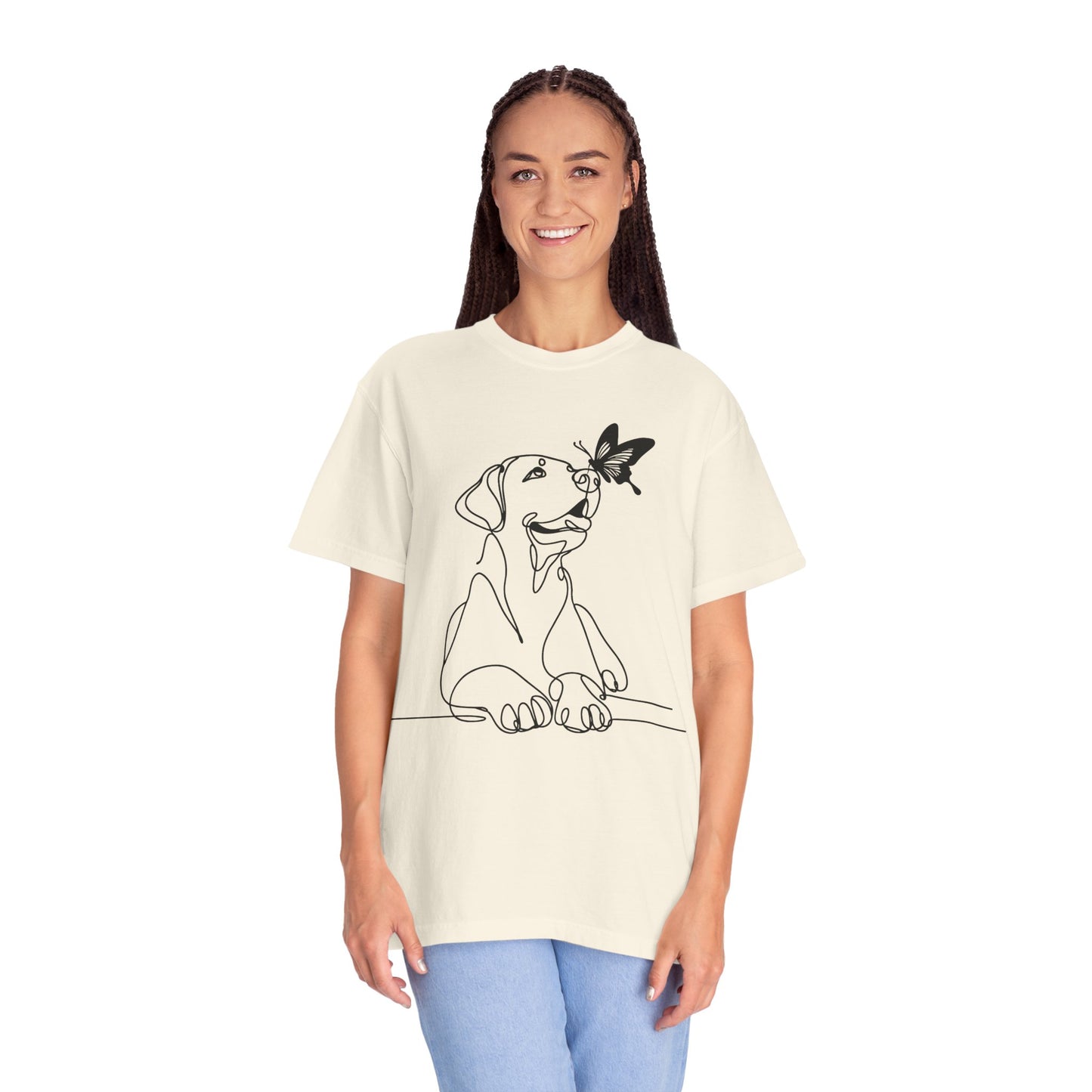 Adorable Dog and Butterfly T-Shirt, Cute Pet Tee, Dog Lover Gift, Casual Wear, Animal Lover Apparel, Birthday Gift for Dog Owners