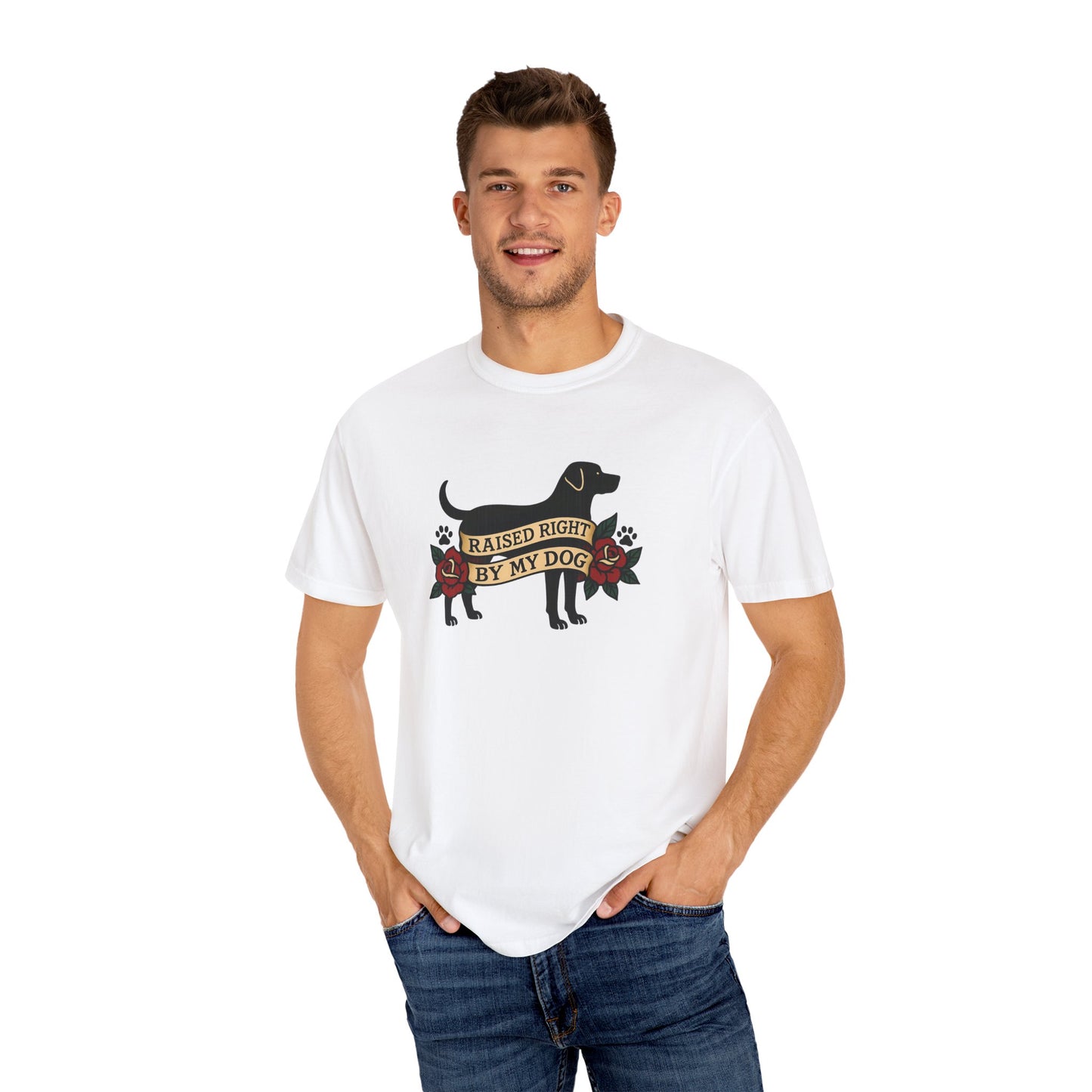 Raised Right by My Dog Tee, Unisex Pet-Themed Apparel, Gift for Dog Owners, Cute Canine Shirt