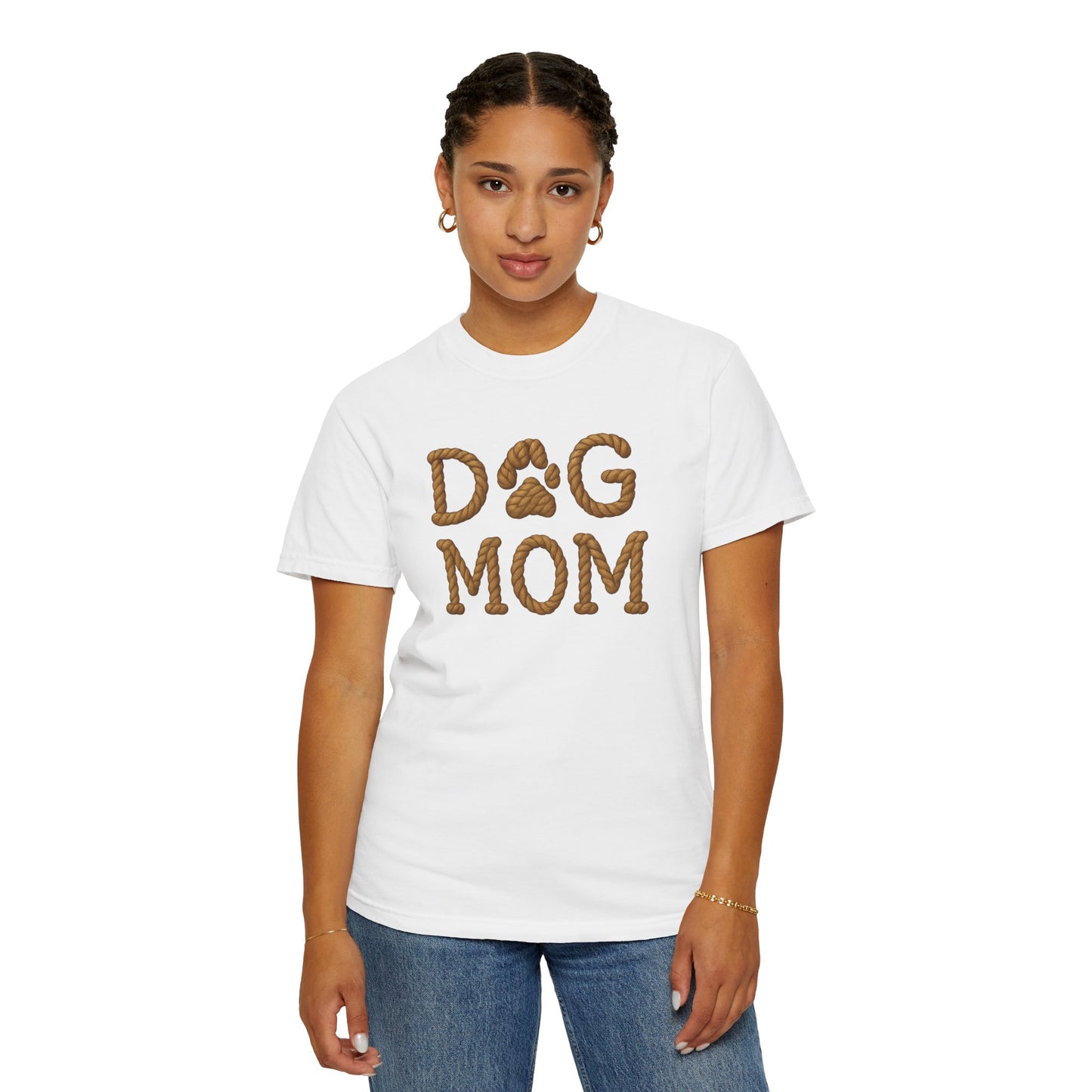 Dog Mom Garment-Dyed T-Shirt, Unisex Pet Lover Tee, Gift for Dog Owners, Casual Wear, Dog Themed Apparel, Animal Lover Clothing