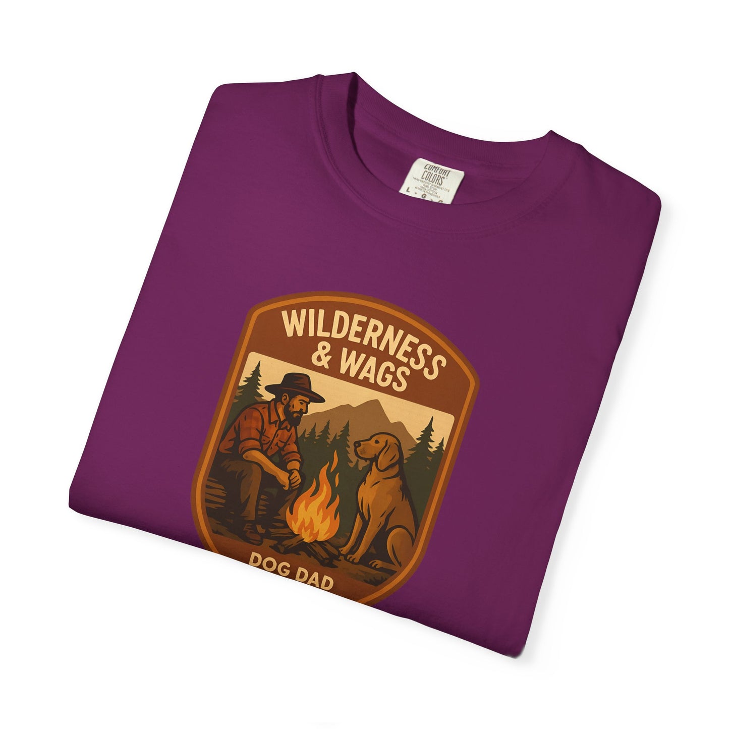 Wilderness & Wags Dog Dad Unisex T-Shirt, Dog Lover Gift, Camping Tee, Father’s Day Apparel, Nature-Inspired Shirt