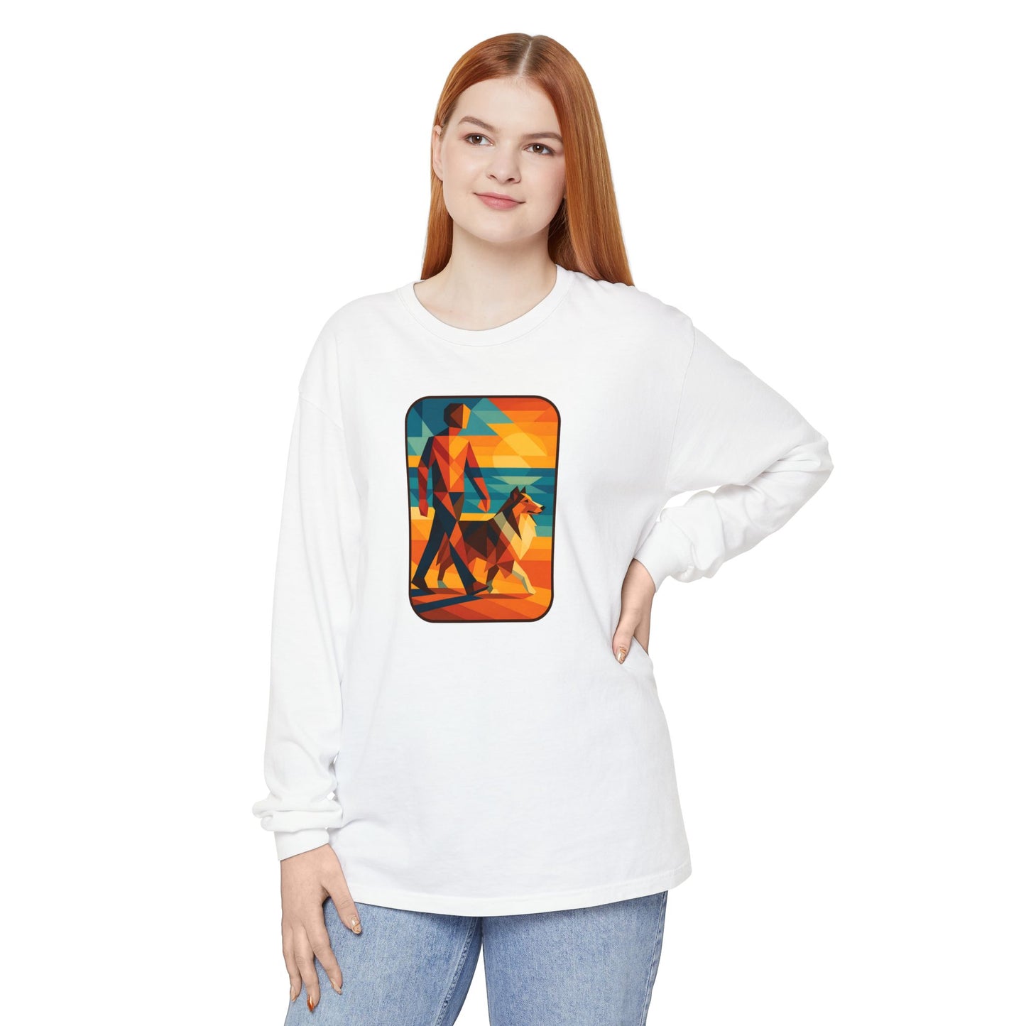 Vibrant Dog Walking Design, Unisex Shirt, Gift for Pet Lovers, Beach Vibe T-Shirt, Cozy Everyday Wear