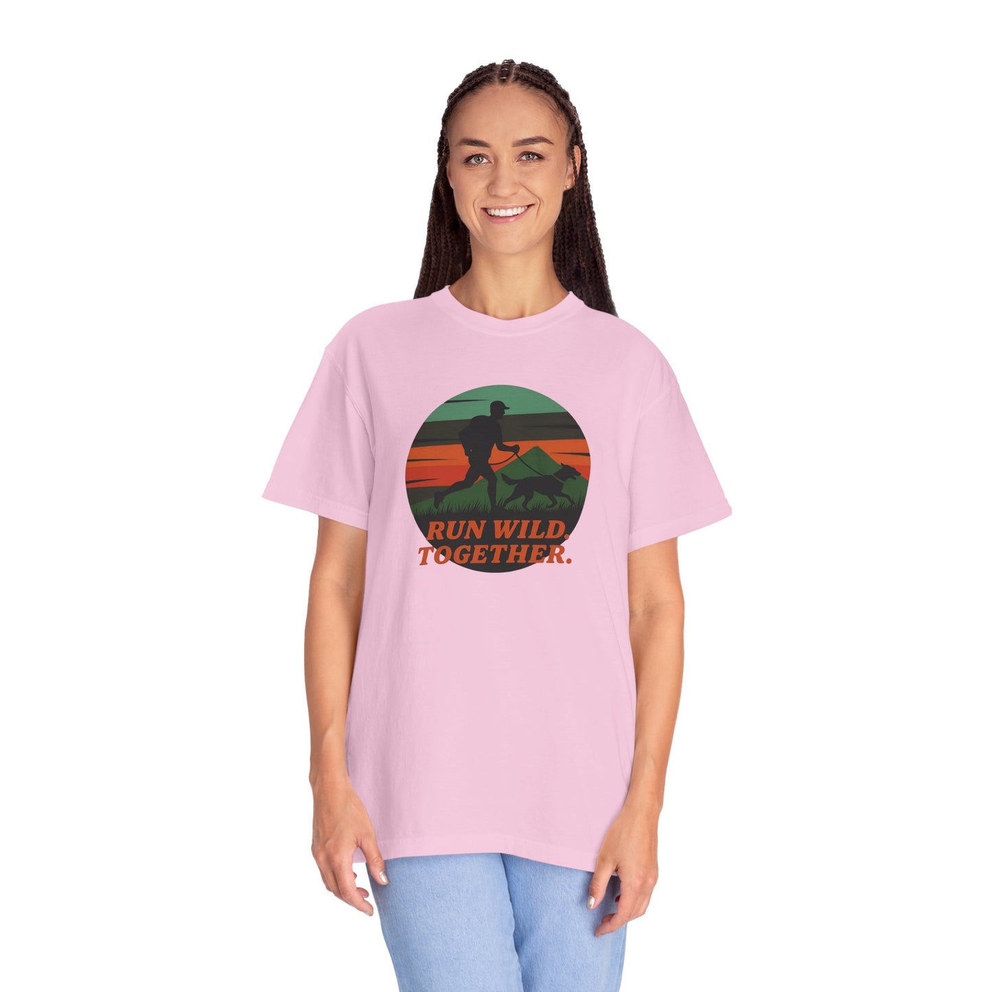 Canicross - Unisex Garment-Dyed T-Shirt - Run Wild Together Adventure Tee