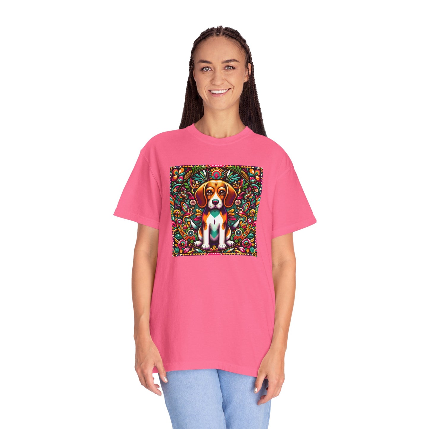 Vibrant Dog Art Unisex Garment-Dyed T-Shirt | Colorful Canine Design