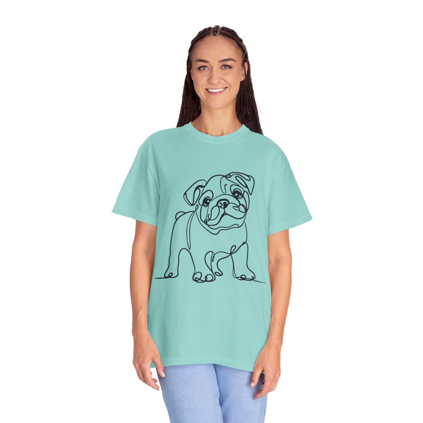 Unisex Garment-Dyed T-shirt with Minimalist Bulldog Design