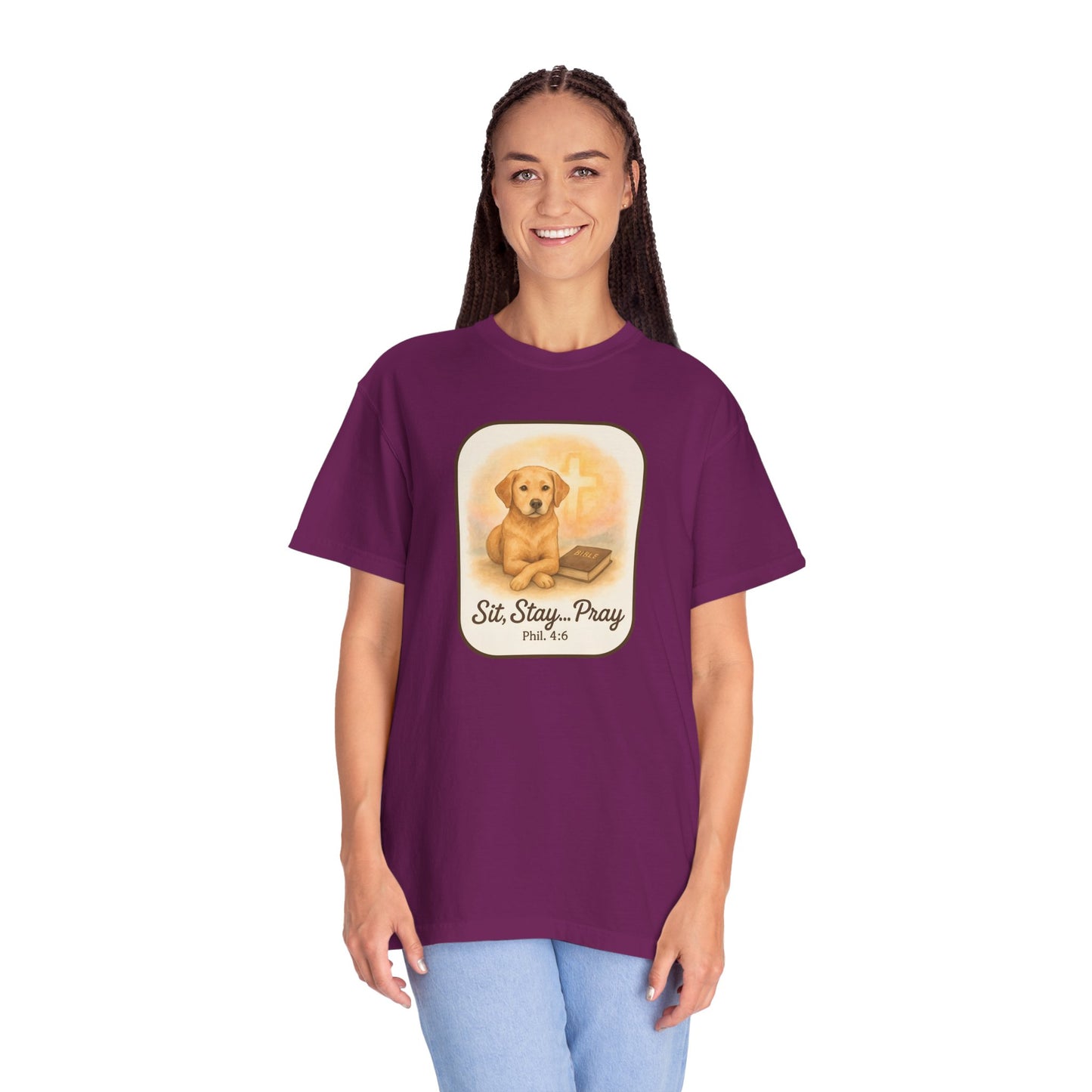 Faith-Inspired Dog Lovers T-Shirt, Unisex Tee, Gift for Pet Owners, Friendship Apparel, Casual Church Wear, Stay Pray Dog Design