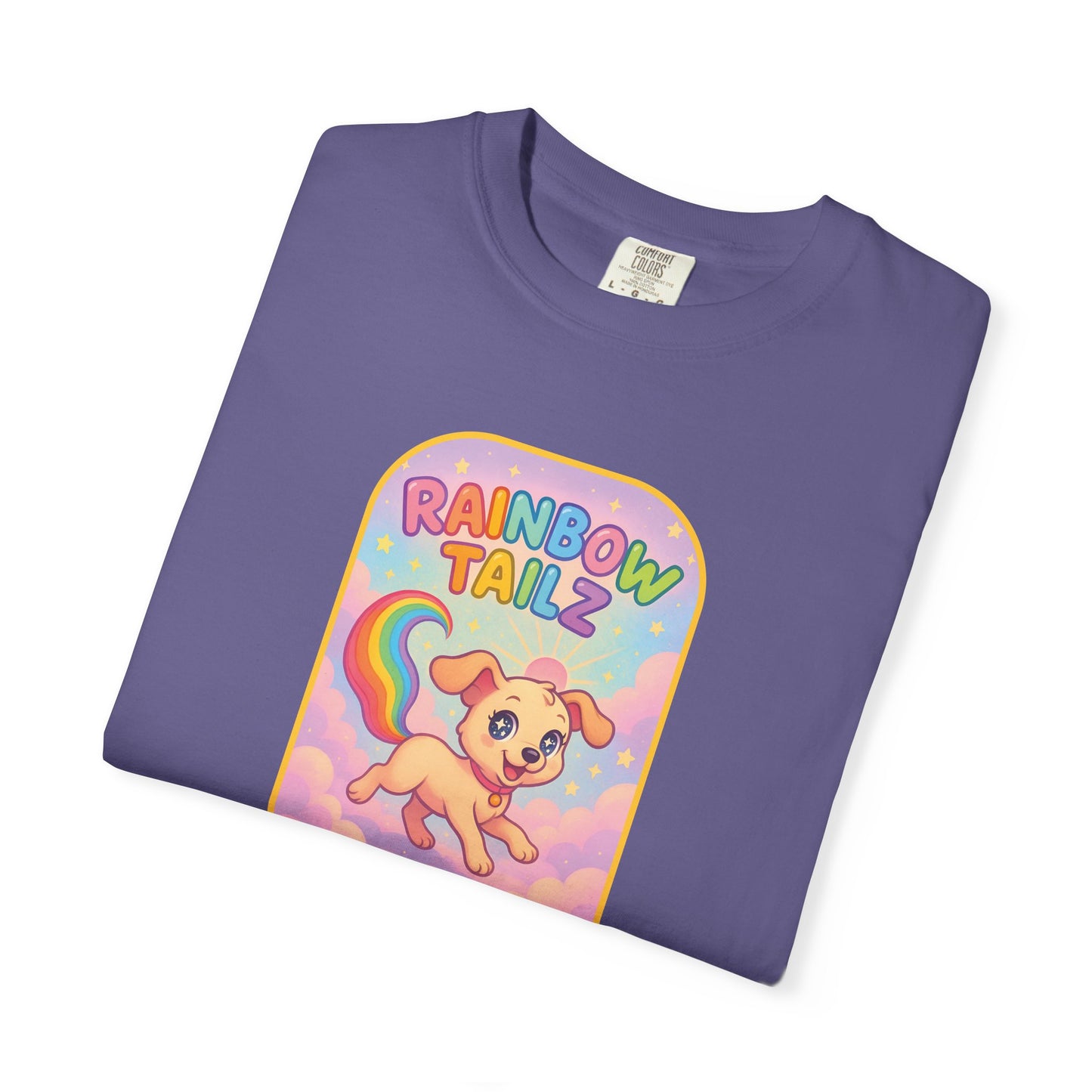 Cute Pet T-Shirt, Rainbow Tail Tee, Graphic Tee for Dog Lovers, Birthday Gift, Cozy Casual Wear, Mother's Day Gift