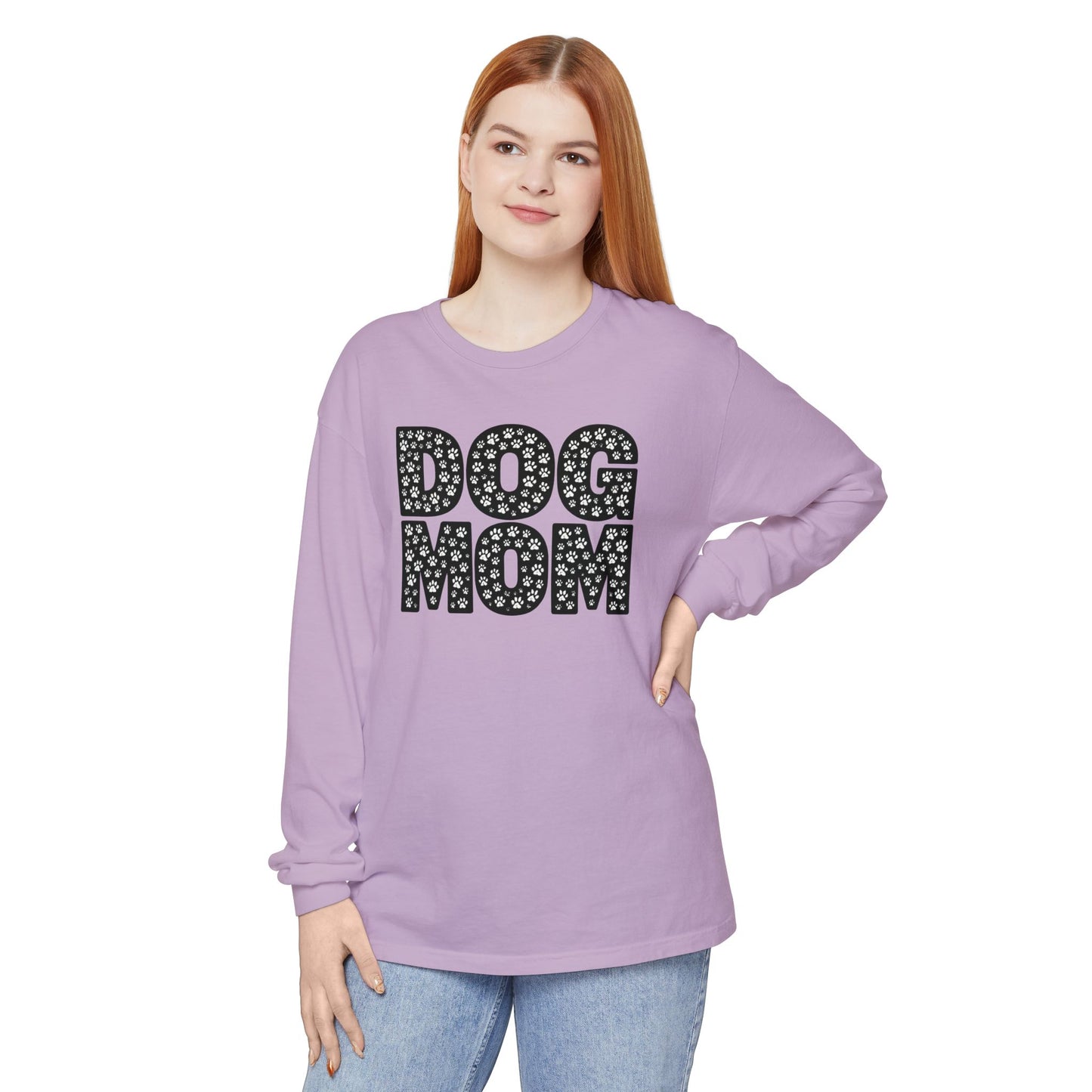 Dog Mom Long Sleeve T-Shirt, Gift for Dog Lovers, Casual Wear, Pet Owner Apparel, Mother's Day Gift, Dog Themed Fashion