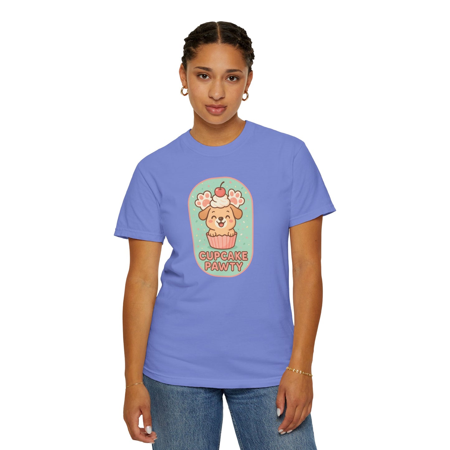 Cute Dog Cupcake Pawty Unisex T-shirt, Perfect for Animal Lovers, Pet Birthdays, Gifts, Casual Wear, Fun Gatherings, Dog Celebrations