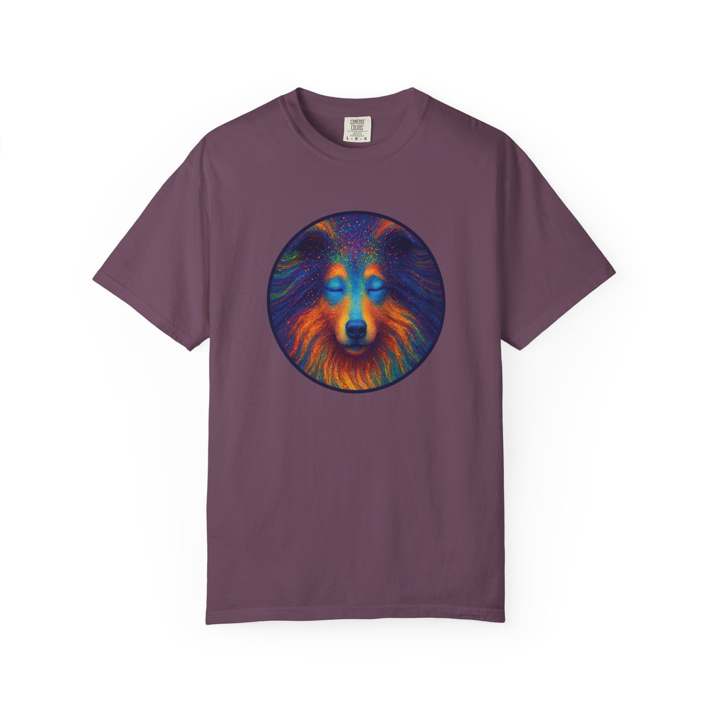 Vibrant Art T-Shirt, Psychedelic Collie Shirt, Unisex Tee, Unique Graphic Tee, Bohemian Style T-Shirt, Nature Lover Gift