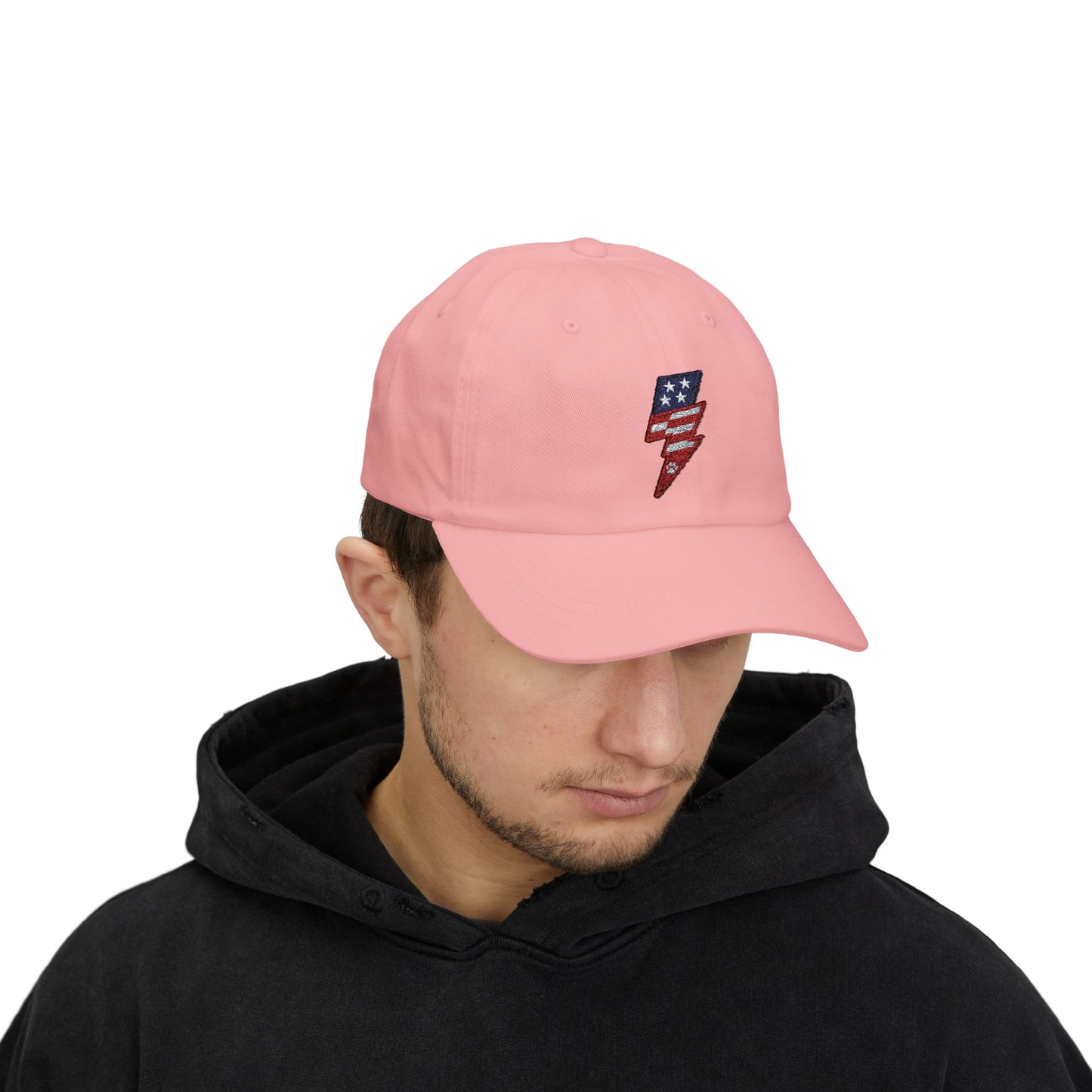 Patriotic Classic Dad Cap - Vintage American Flag Lightning Bolt Design, Perfect for Father's Day, Summer Outings, Casual Wear