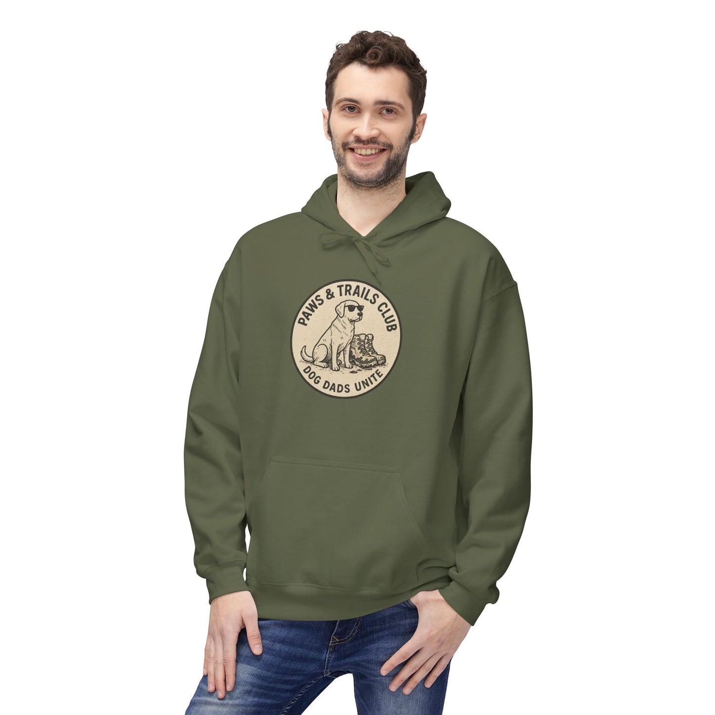 Dog Dad Fleece Hoodie, Unisex Softstyle Hooded Sweatshirt, Perfect Gift for Dog Lovers, Comfortable and Stylish