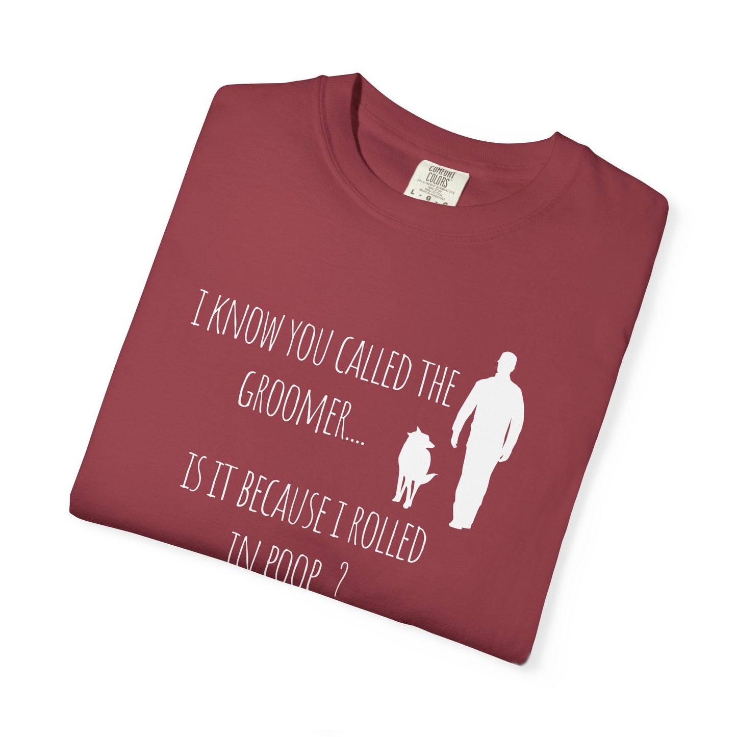 Humorous Dog Lover T-Shirt - 'Is It Because I Rolled In Poop?' Unisex Garment-Dyed Tee