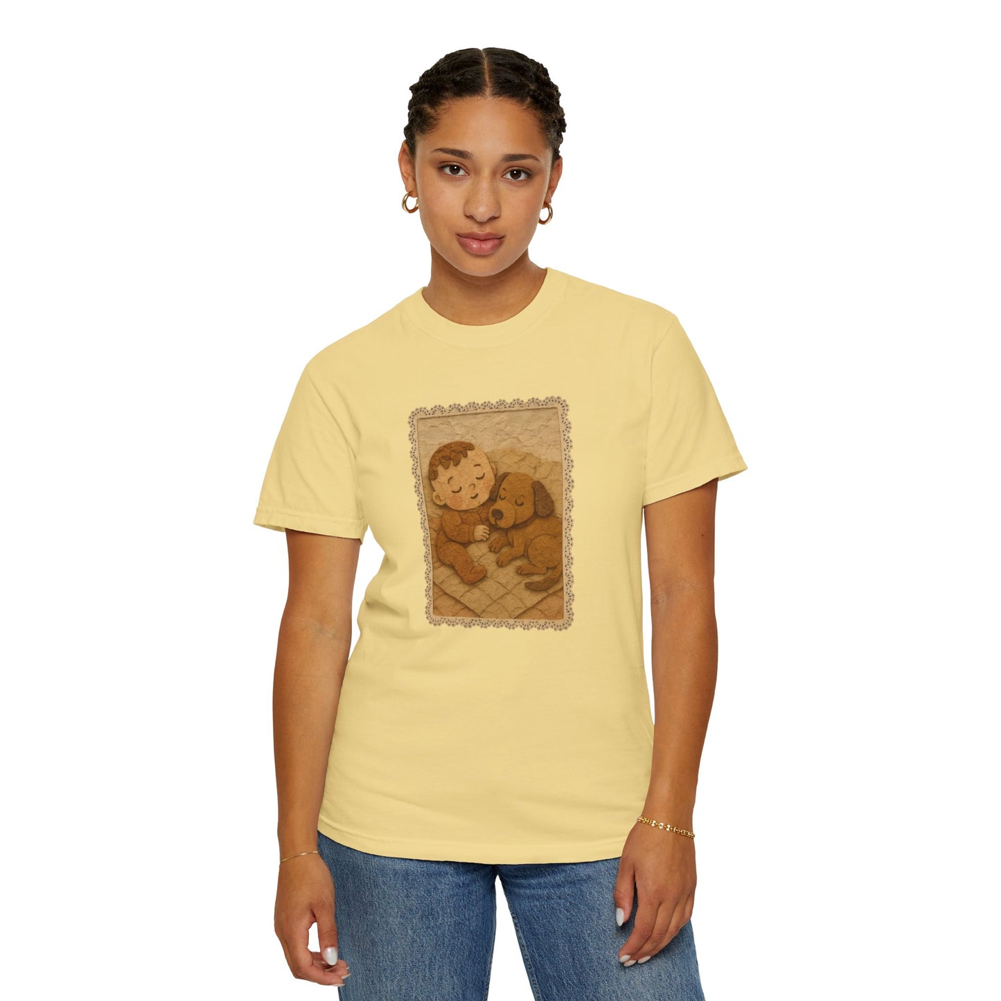 Cute Baby & Puppy Graphic Tee, Cozy Shirt for Dog Lovers and Parents, Gifts for Baby Showers, Birthdays, or Any Celebration