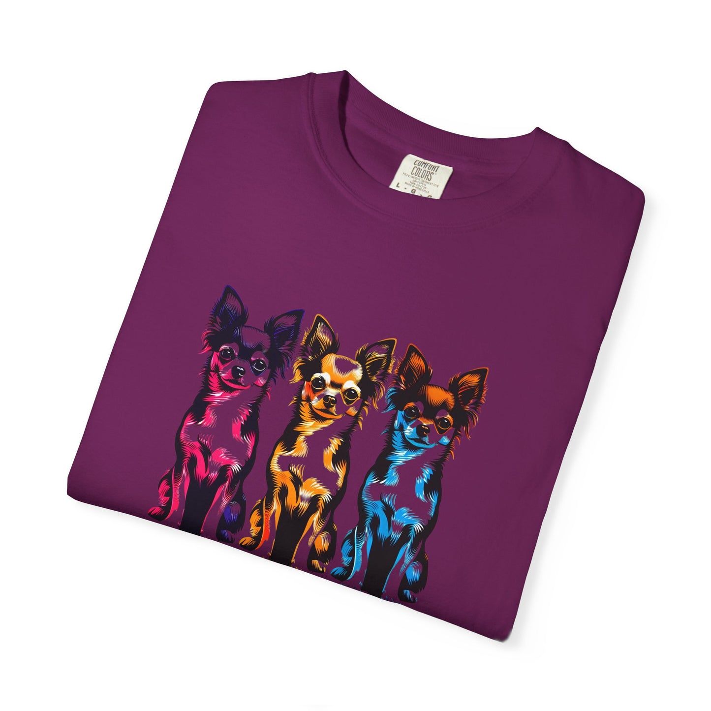 Colorful Chihuahua T-Shirt - Fun & Stylish Unisex Garment-Dyed Tee