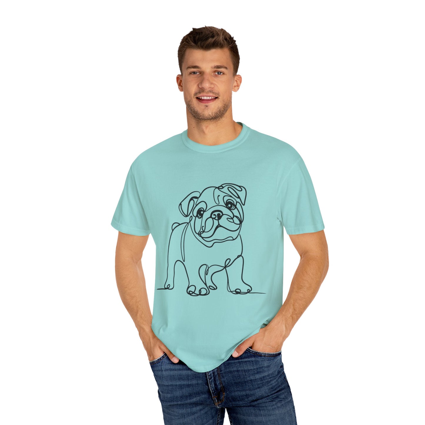 Unisex Garment-Dyed T-shirt with Minimalist Bulldog Design