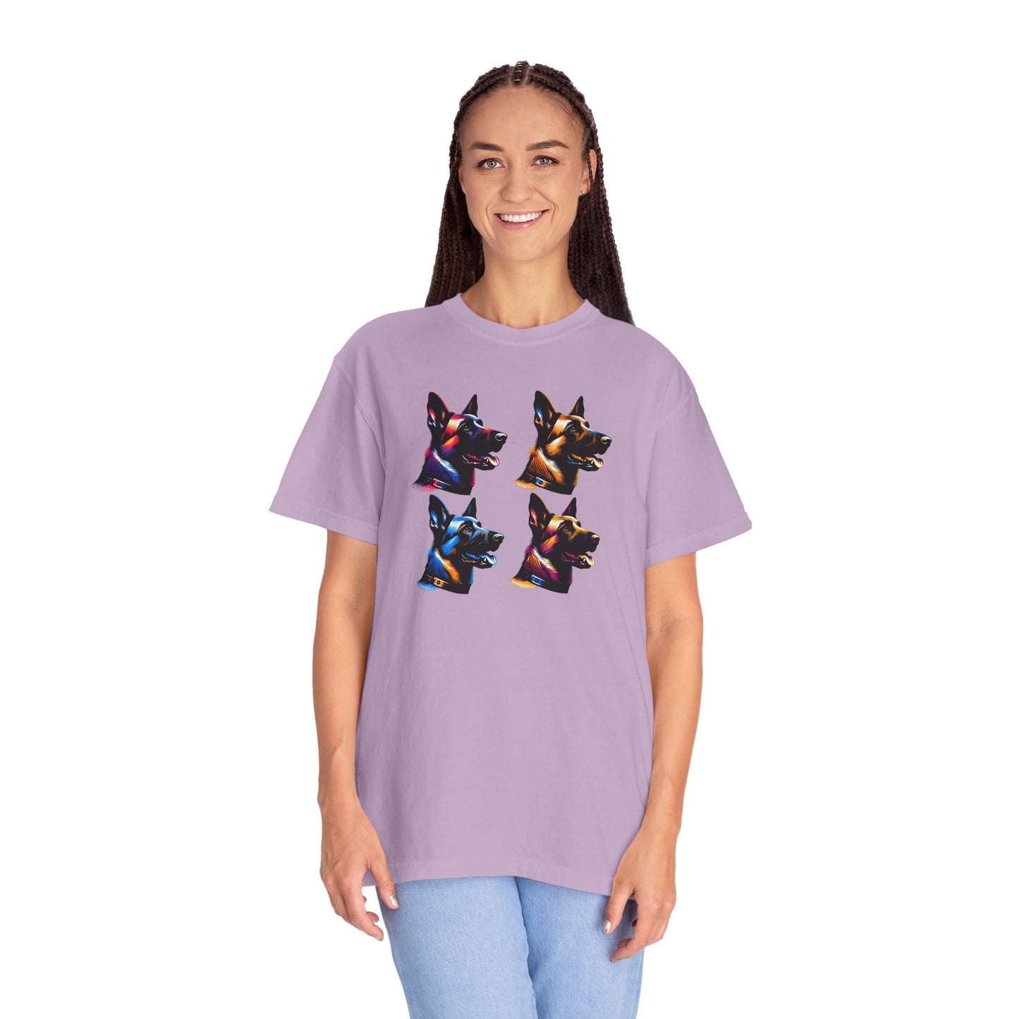 Colorful Belgium Malinois Portrait Unisex Garment-Dyed T-Shirt