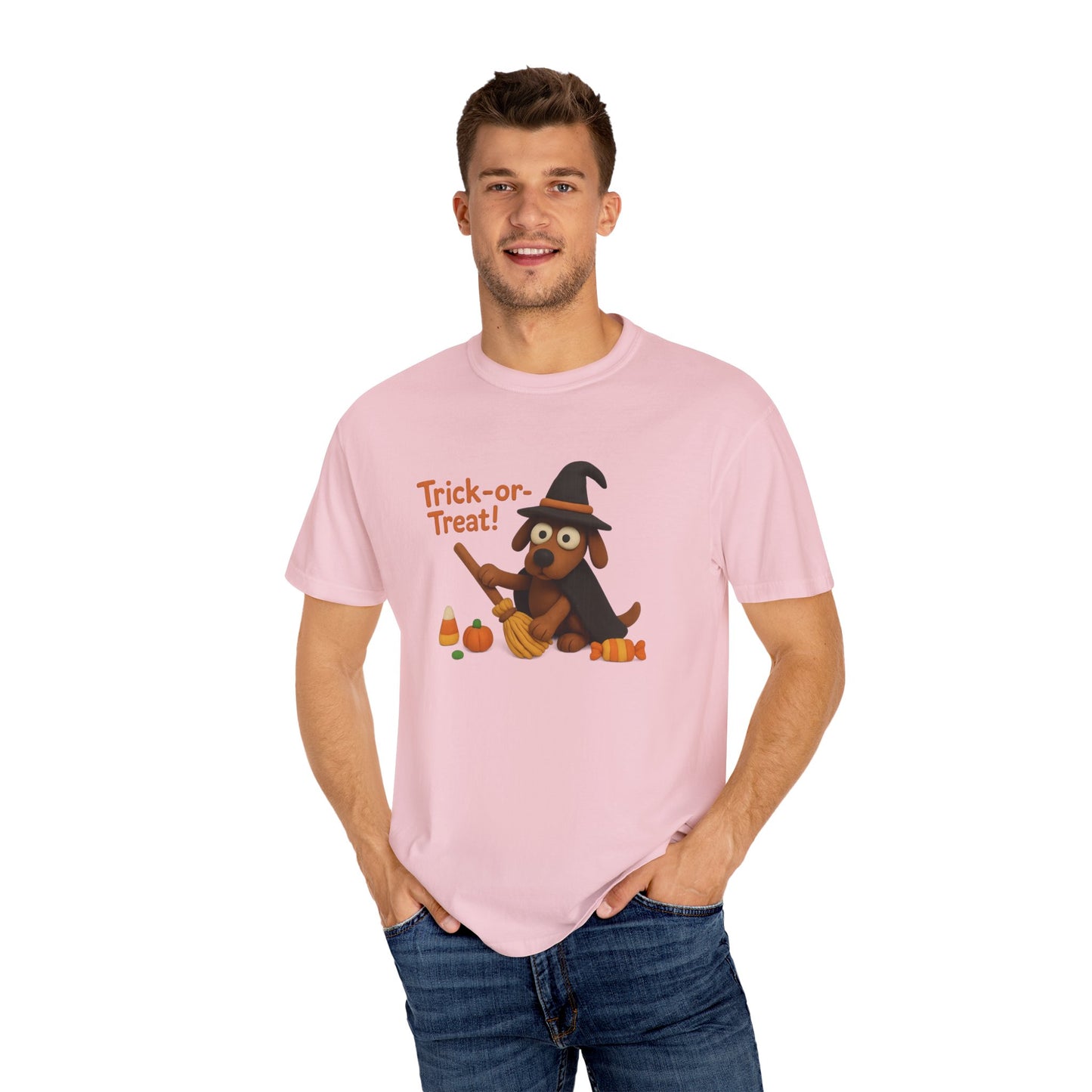 Cute Halloween Dog T-Shirt, Trick-or-Treat Shirt, Fall Apparel, Pet Lover Gift, Unisex Halloween Clothing, Animal Lover Tee