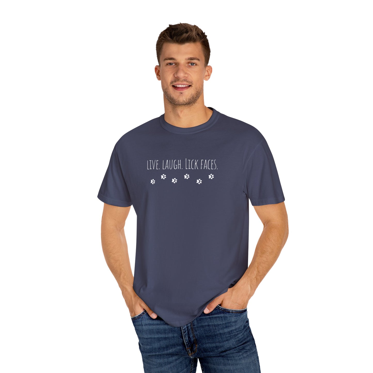 Whimsical Unisex T-shirt - Live, Laugh, Lick Faces - Funny Tee, Gift for Dog Lovers, Casual Wear, Birthday Shirt, Pet Parent Apparel