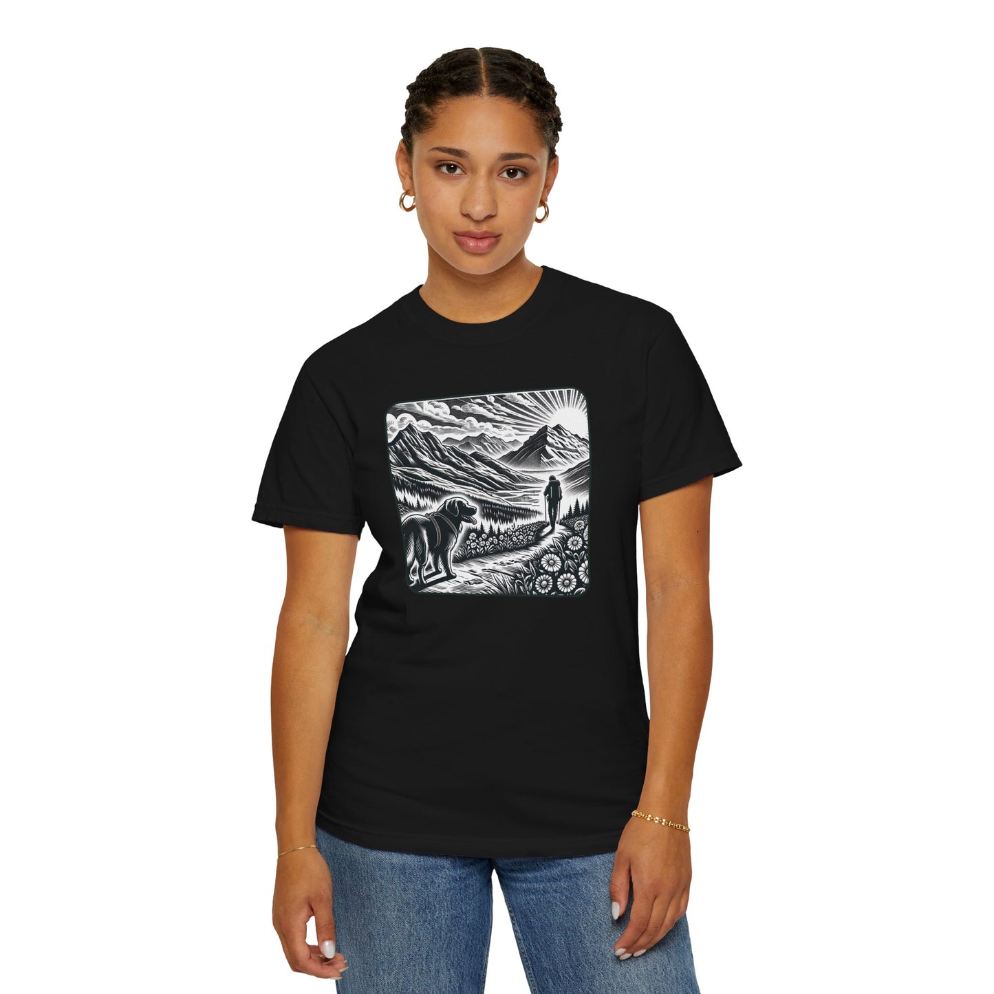 Hiker Unisex Garment-Dyed T-Shirt with Nature Design - Perfect for Outdoor Lovers