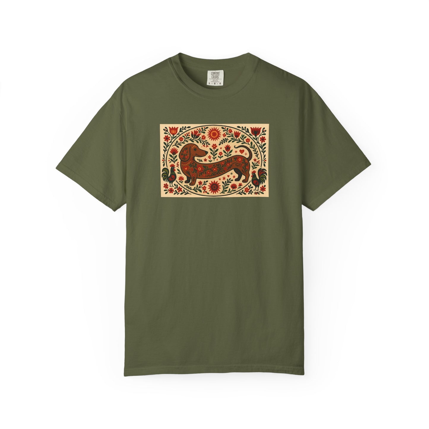 Artistic Garment-Dyed Unisex T-Shirt - Handcrafted Floral Design