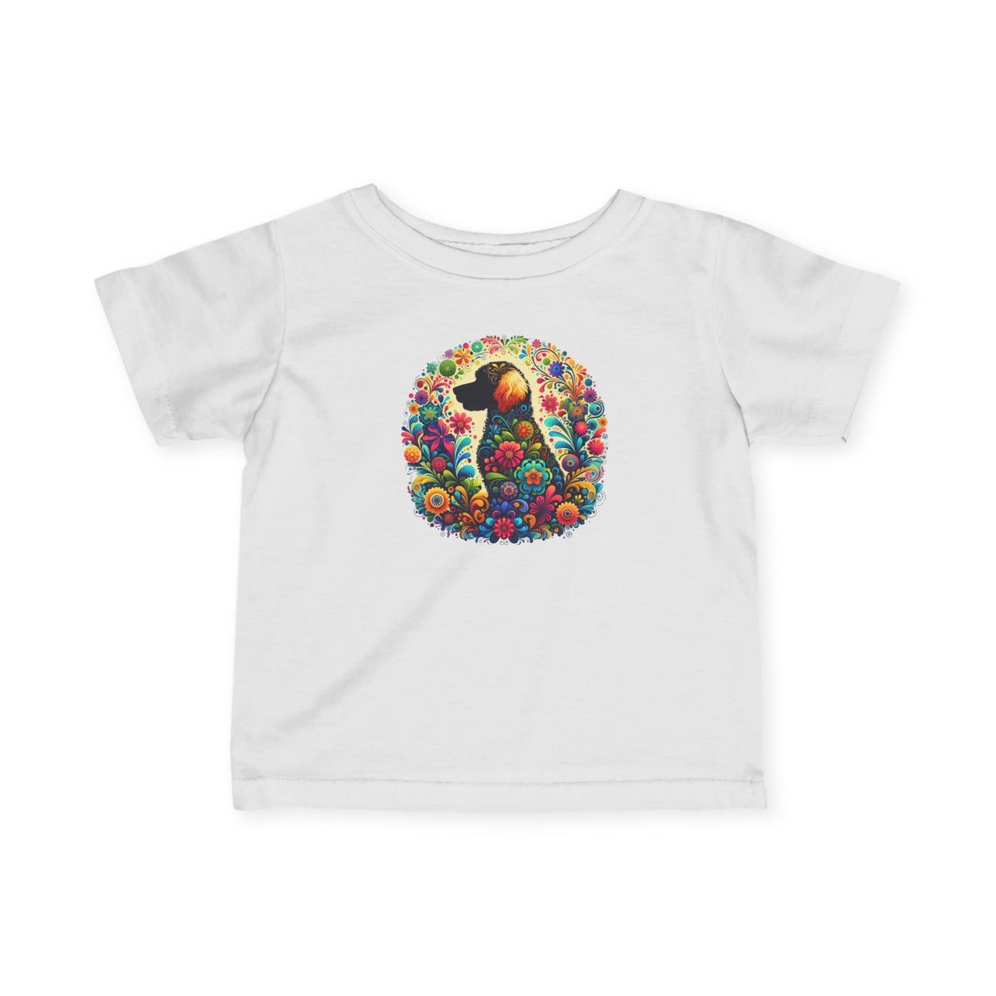 Floral Dog Infant Tee | Cute Baby T-Shirt with Colorful Design