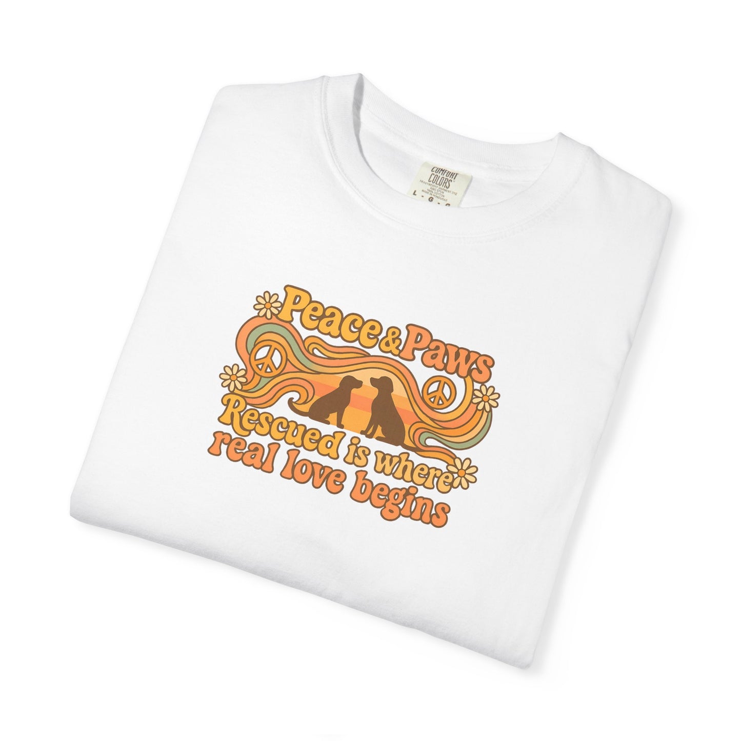 Peace & Paws T-Shirt, Perfect Gift for Couples, Vintage Style Tee, Unisex Casual Wear, Summer Fashion, Statement Shirt