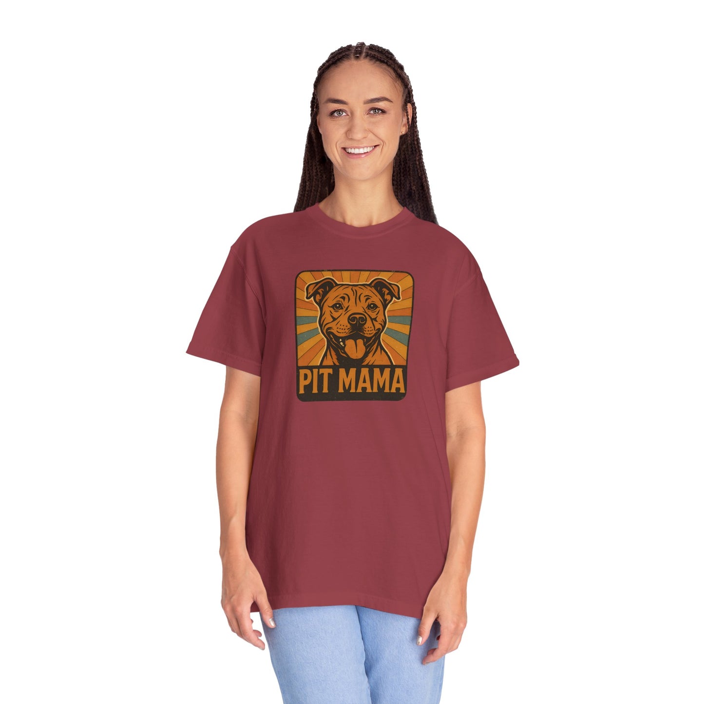Pit Mama Unisex Garment-Dyed T-Shirt, Dog Lover Gift, Animal Rescue Tee, Pitbull Mom Shirt, Casual Wear, Pet Mom Apparel