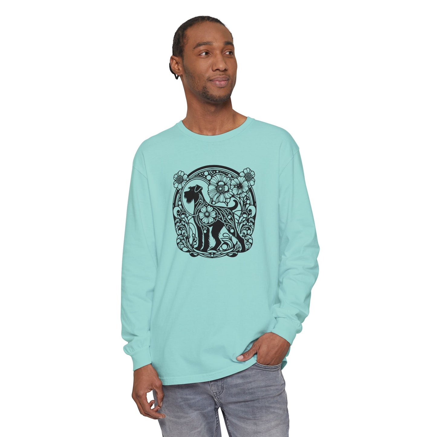 Floral Dog Long Sleeve T-Shirt - Unisex Tee for Animal Lovers