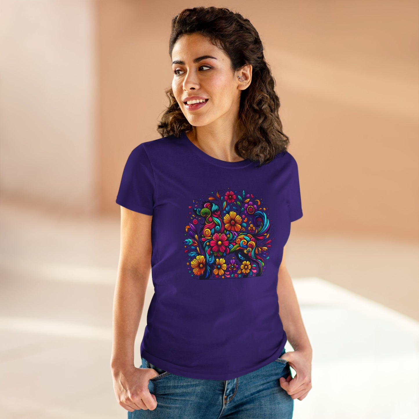 Women's Tee - Floral Dog Design
