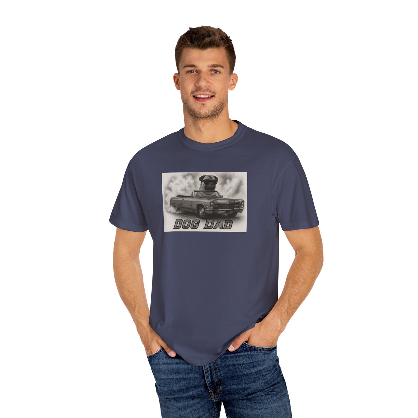 Dog Dad -Pug - Cool Dogs in Cool Cars T-Shirt Collection | Funny Dog Lover Apparel for Men