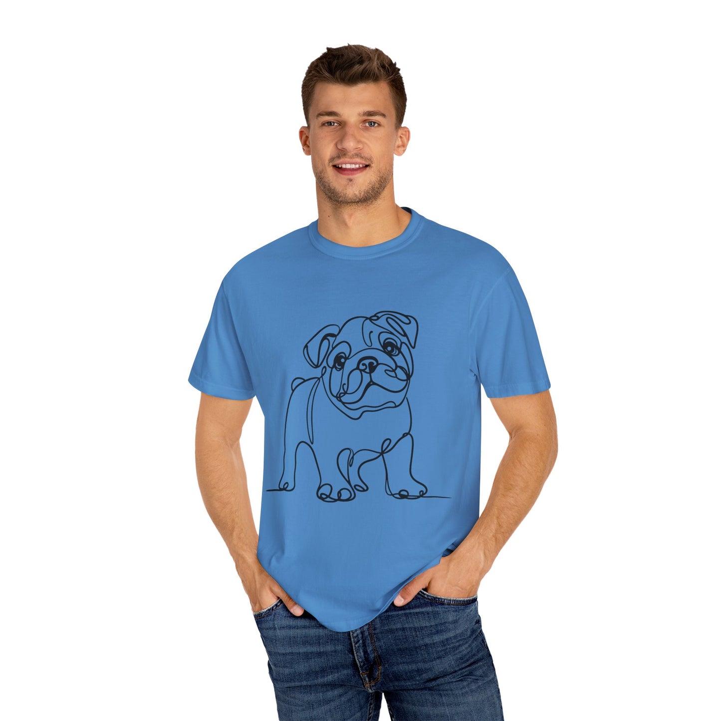 Unisex Garment-Dyed T-shirt with Minimalist Bulldog Design